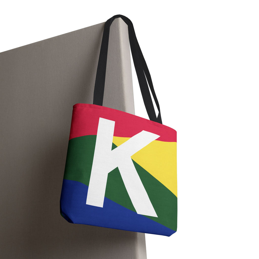 Monogram 'K' Colorblock Tote Bag — Personalized Initial K Shoulder Tote