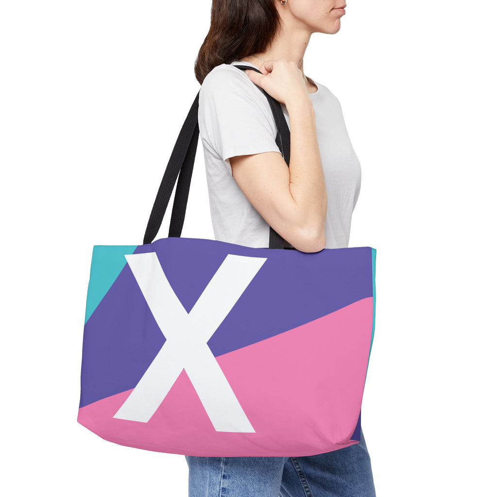 Personalized 'X' Colorblock Tote Bag — Monogram Weekender Tote