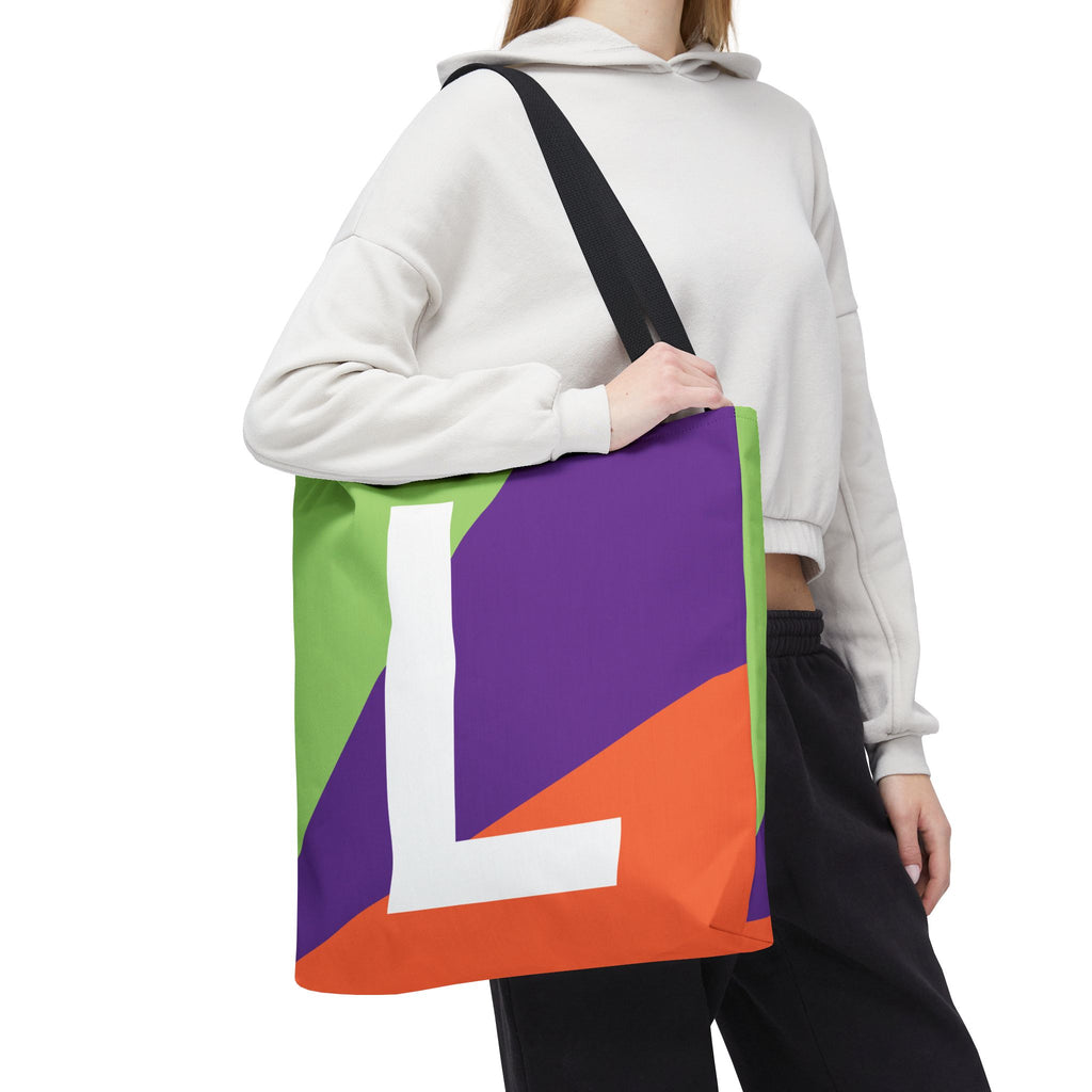 Monogram 'L' Colorblock Tote Bag — Personalized Initial L Shoulder Tote
