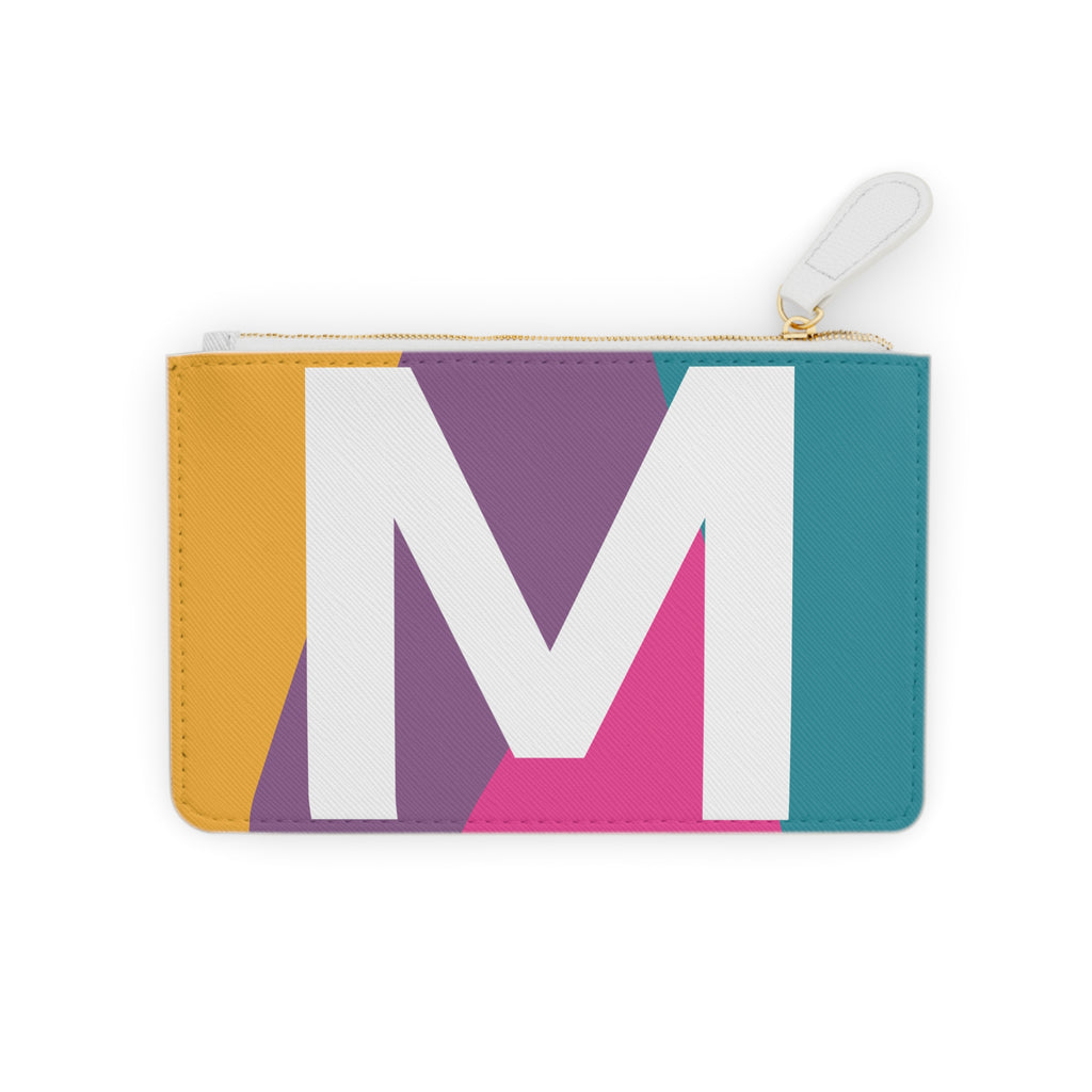 Initial M Mini Clutch — Colorblock Monogram Wristlet Wallet