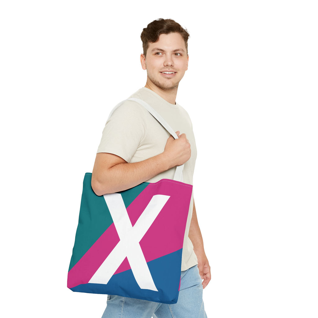 Monogram 'X' Colorblock Tote Bag — Personalized Initial X Shoulder Tote