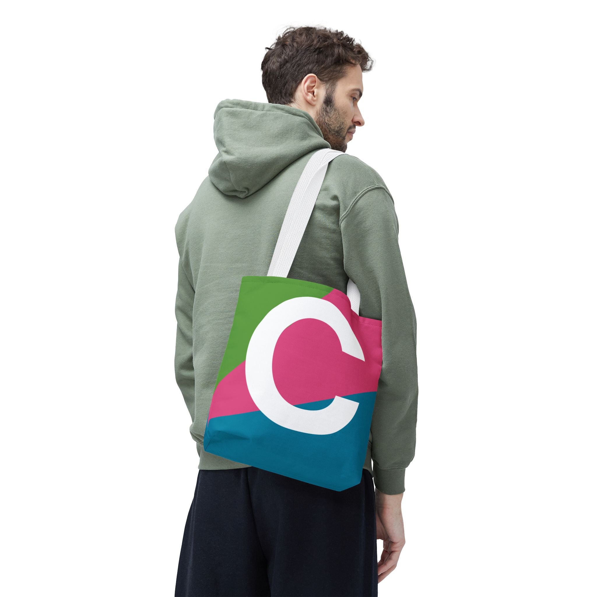 Monogram 'C' Colorblock Tote Bag — Personalized Initial C Shoulder Tote