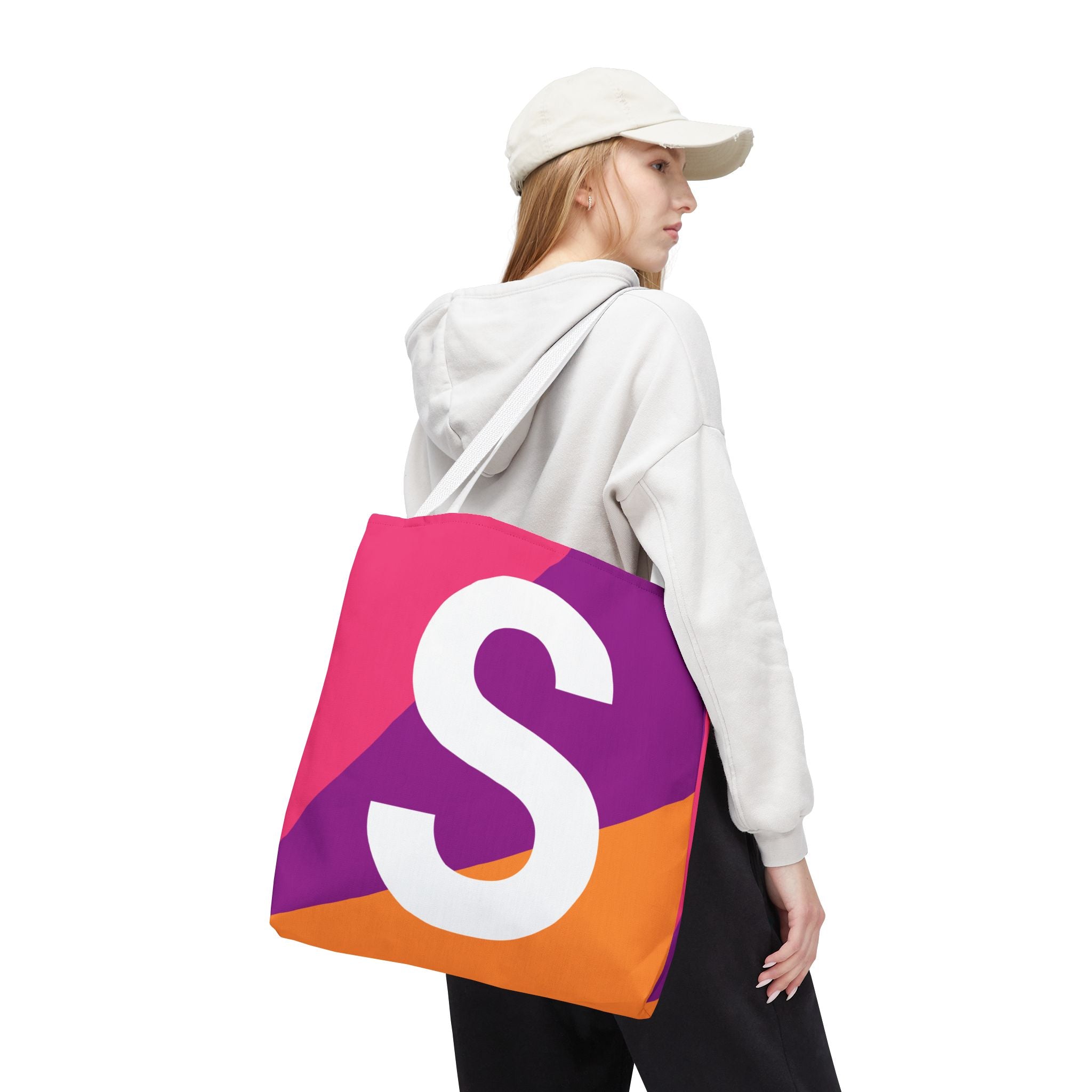 Monogram 'S' Colorblock Tote Bag — Personalized Initial S Shoulder Tote