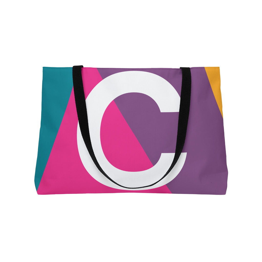 Personalized 'C' Colorblock Tote Bag — Monogram Weekender Tote