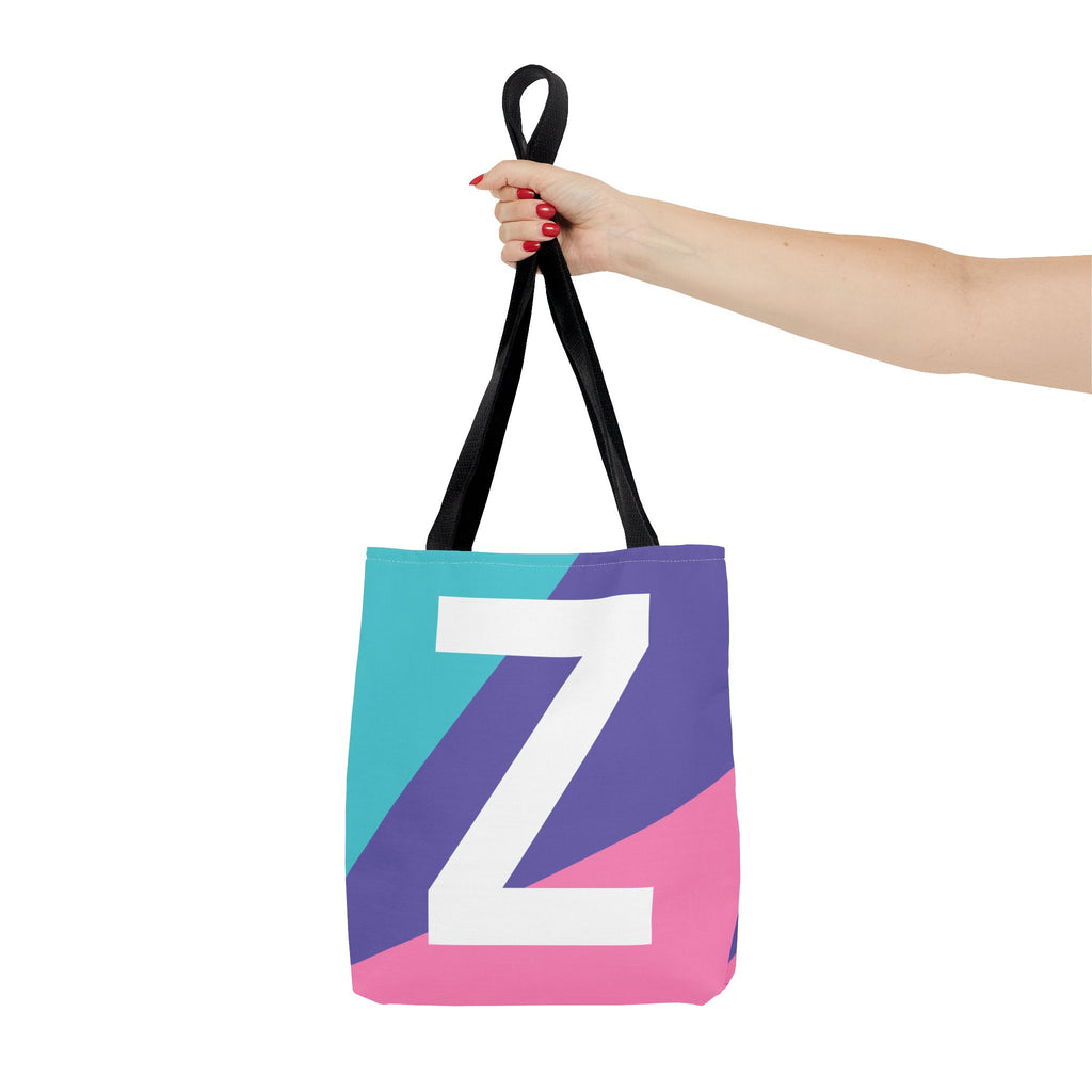 Monogram 'Z' Colorblock Tote Bag — Personalized Initial Z Shoulder Tote