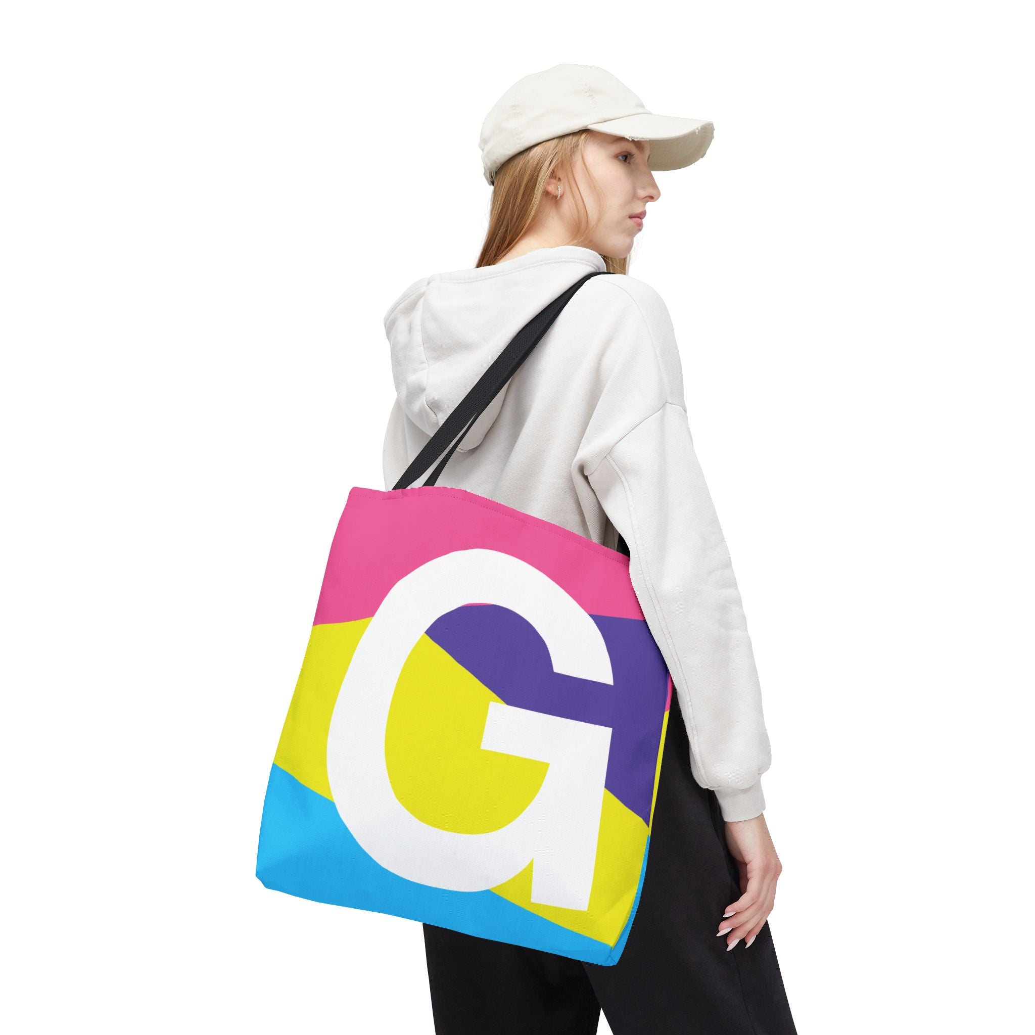 Monogram 'G' Colorblock Tote Bag — Personalized Initial G Shoulder Tote