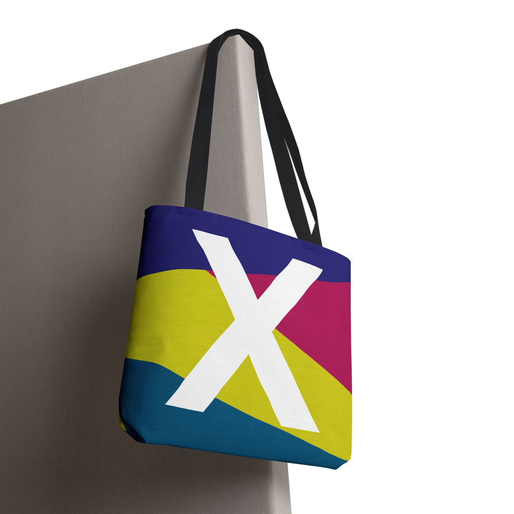Monogram 'X' Colorblock Tote Bag — Personalized Initial X Shoulder Tote