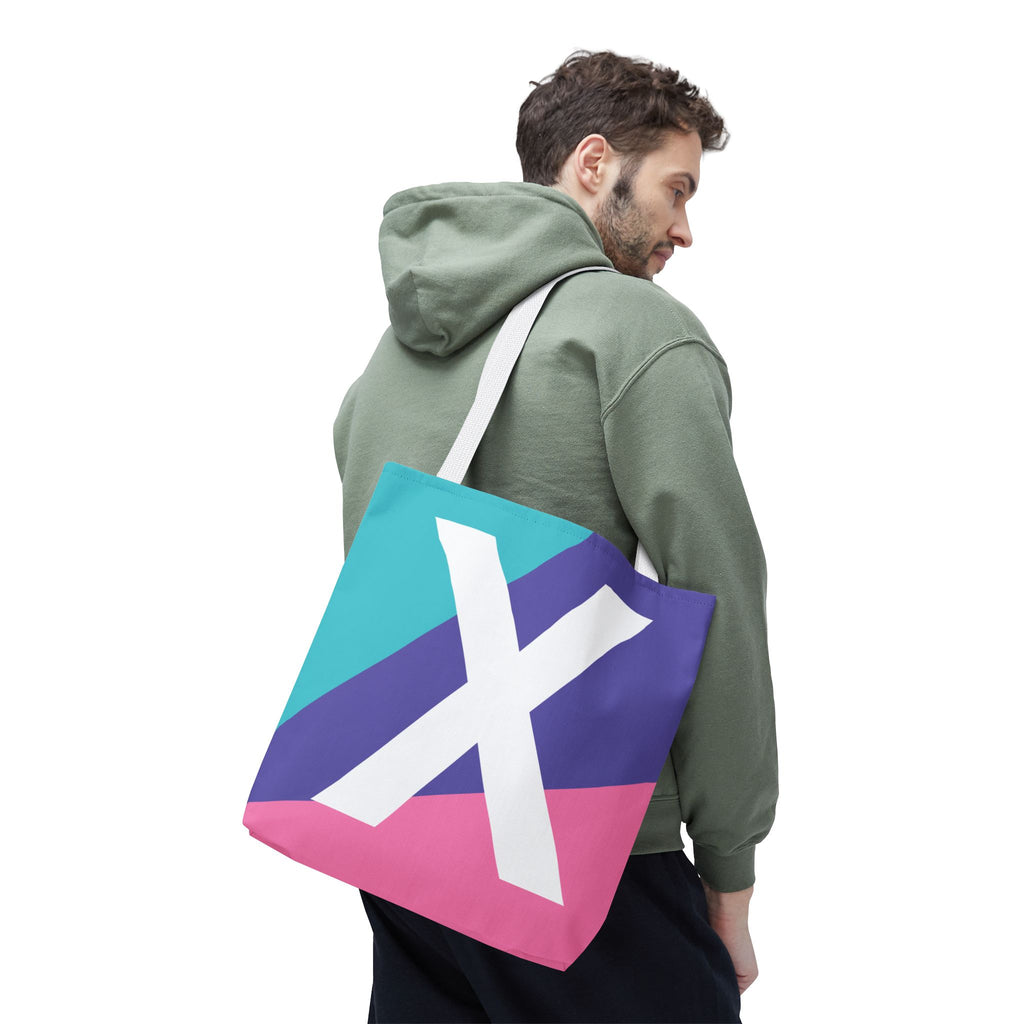 Monogram 'X' Colorblock Tote Bag — Personalized Initial X Shoulder Tote