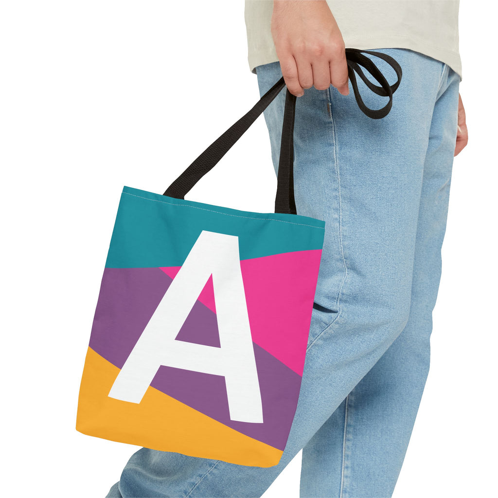 Monogram 'A' Colorblock Tote Bag — Personalized Initial A Shoulder Tote