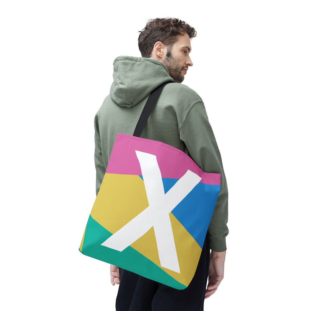 Monogram 'X' Colorblock Tote Bag — Personalized Initial X Shoulder Tote