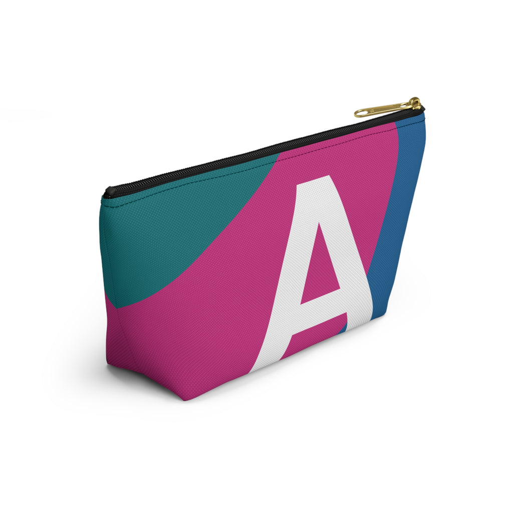 Initials Colorblock Accessory Pouch — Monogram A T-Bottom Cosmetic Bag