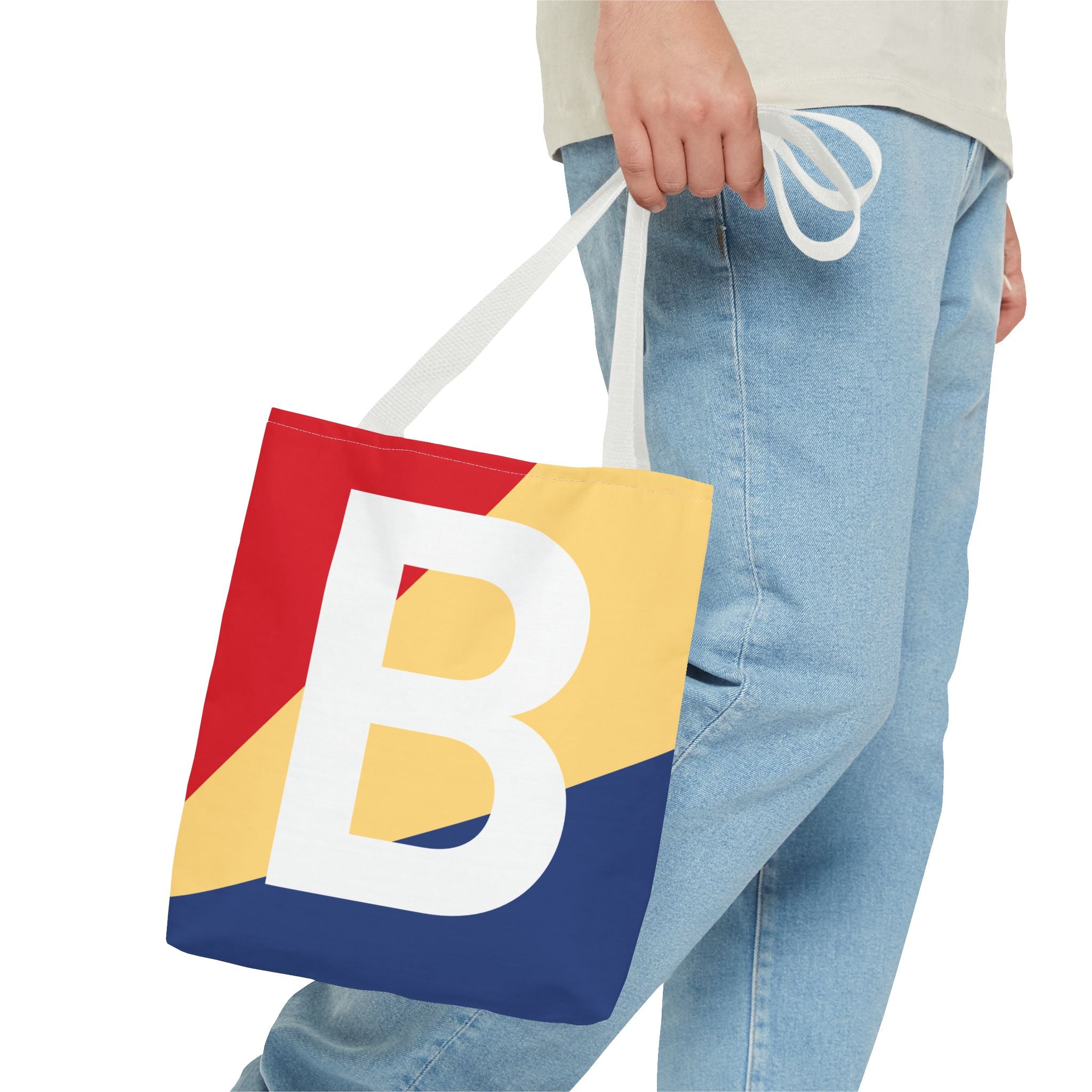Monogram 'B' Colorblock Tote Bag — Personalized Initial B Shoulder Tote