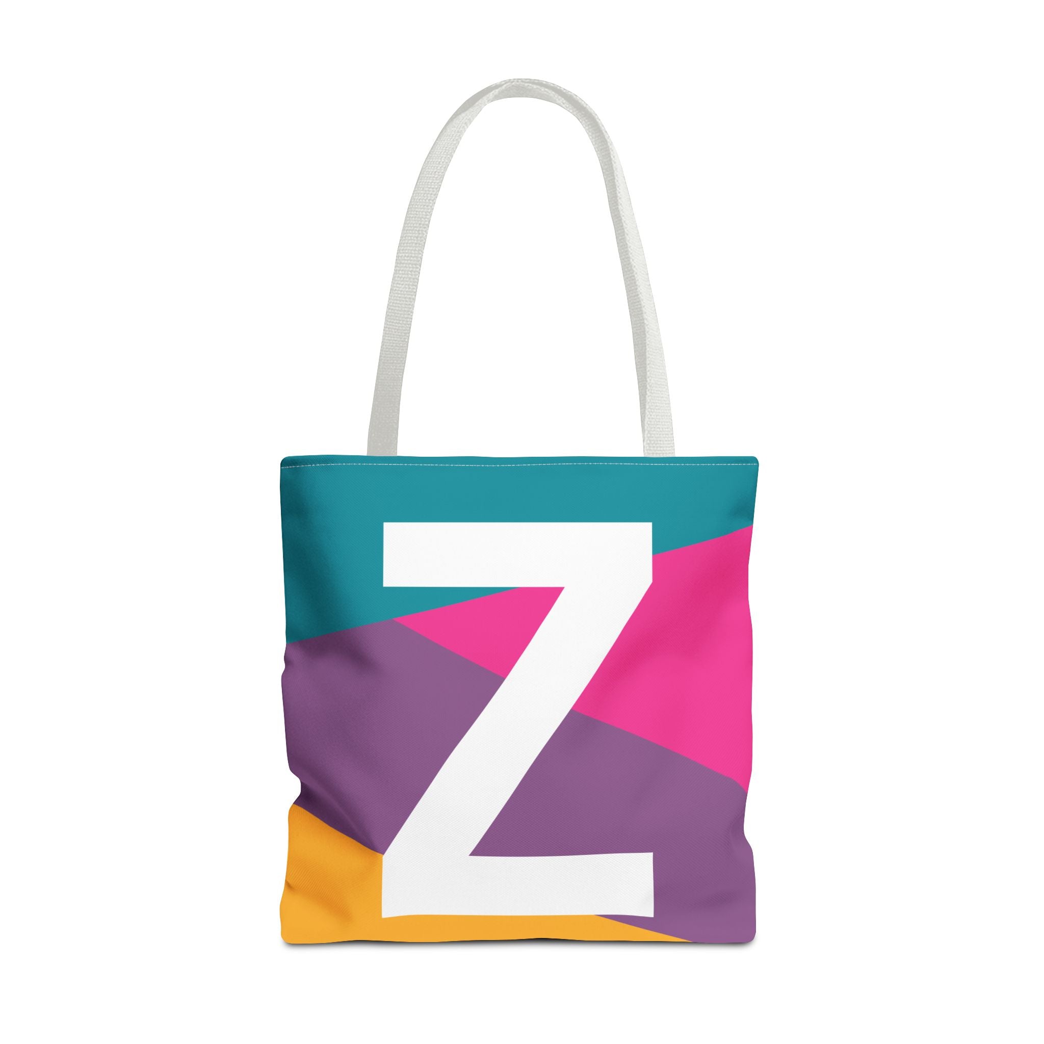 Monogram 'Z' Colorblock Tote Bag — Personalized Initial Z Shoulder Tote