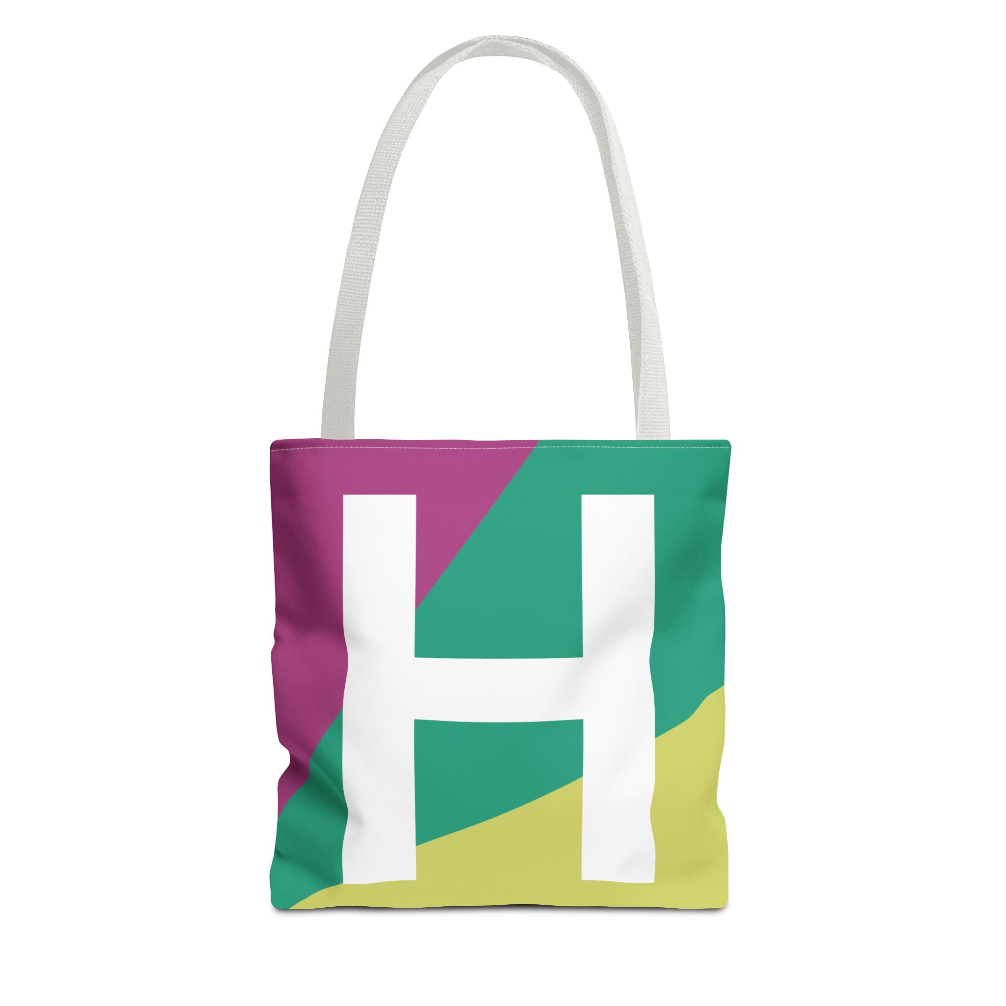 Monogram 'H' Colorblock Tote Bag — Personalized Initial H Shoulder Tote