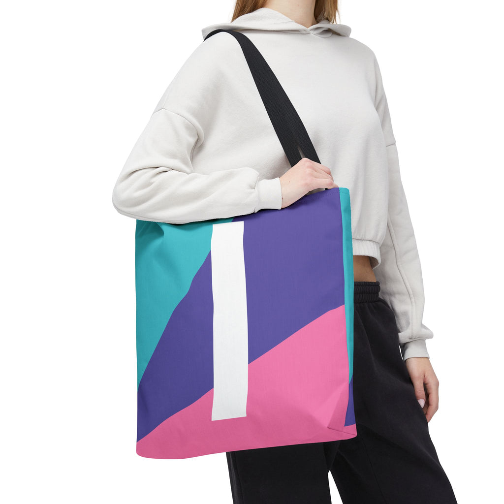 Monogram 'I' Colorblock Tote Bag — Personalized Initial I Shoulder Tote