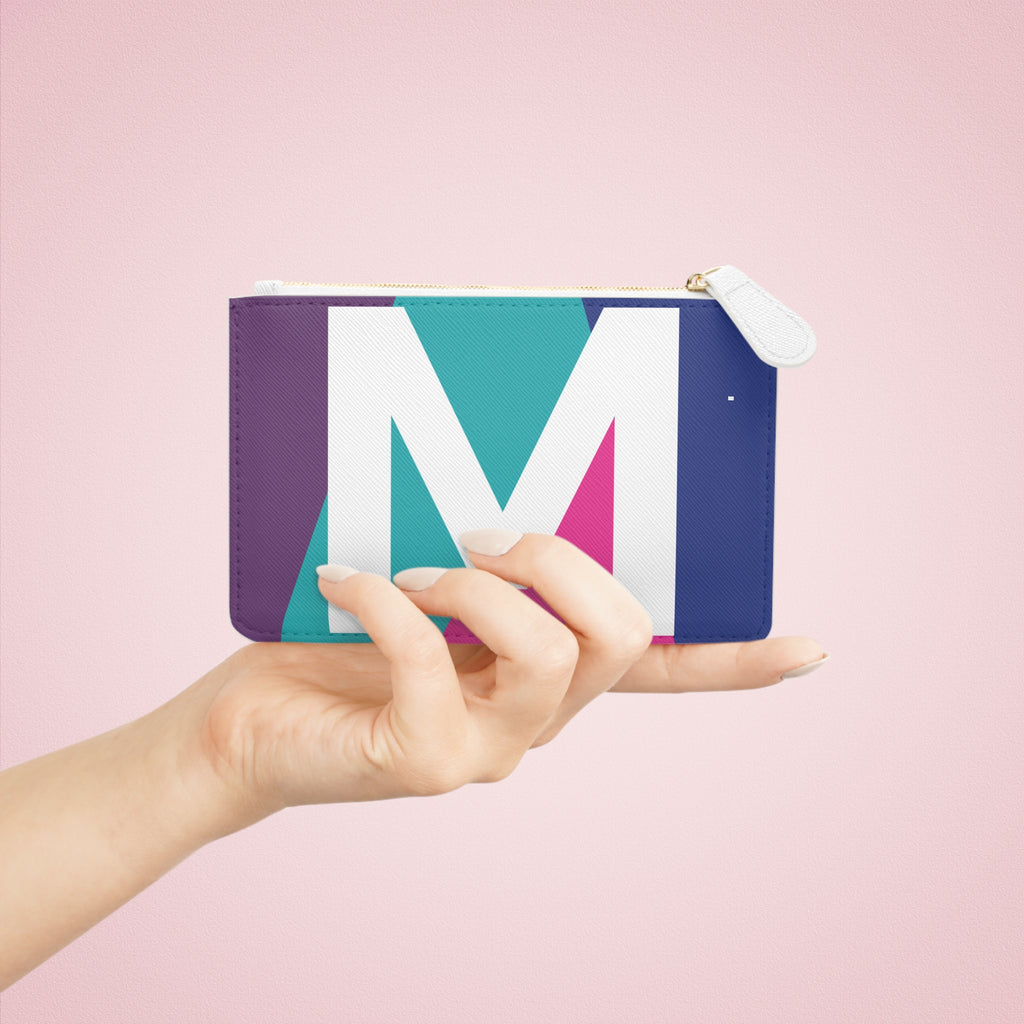 Initial M Mini Clutch — Colorblock Monogram Wristlet Wallet