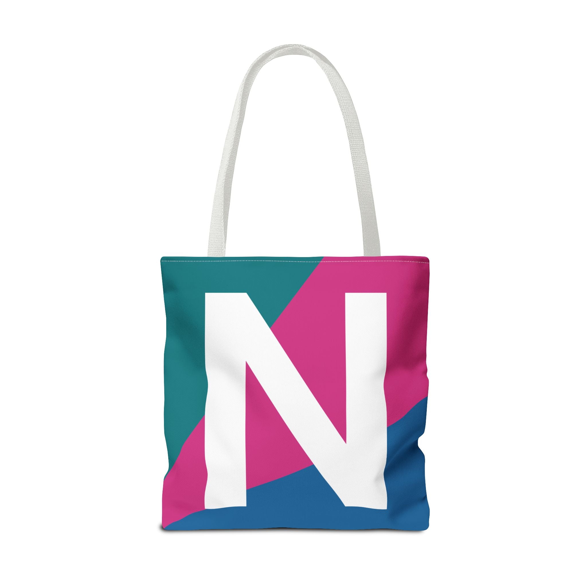 Monogram 'N' Colorblock Tote Bag — Personalized Initial N Shoulder Tote