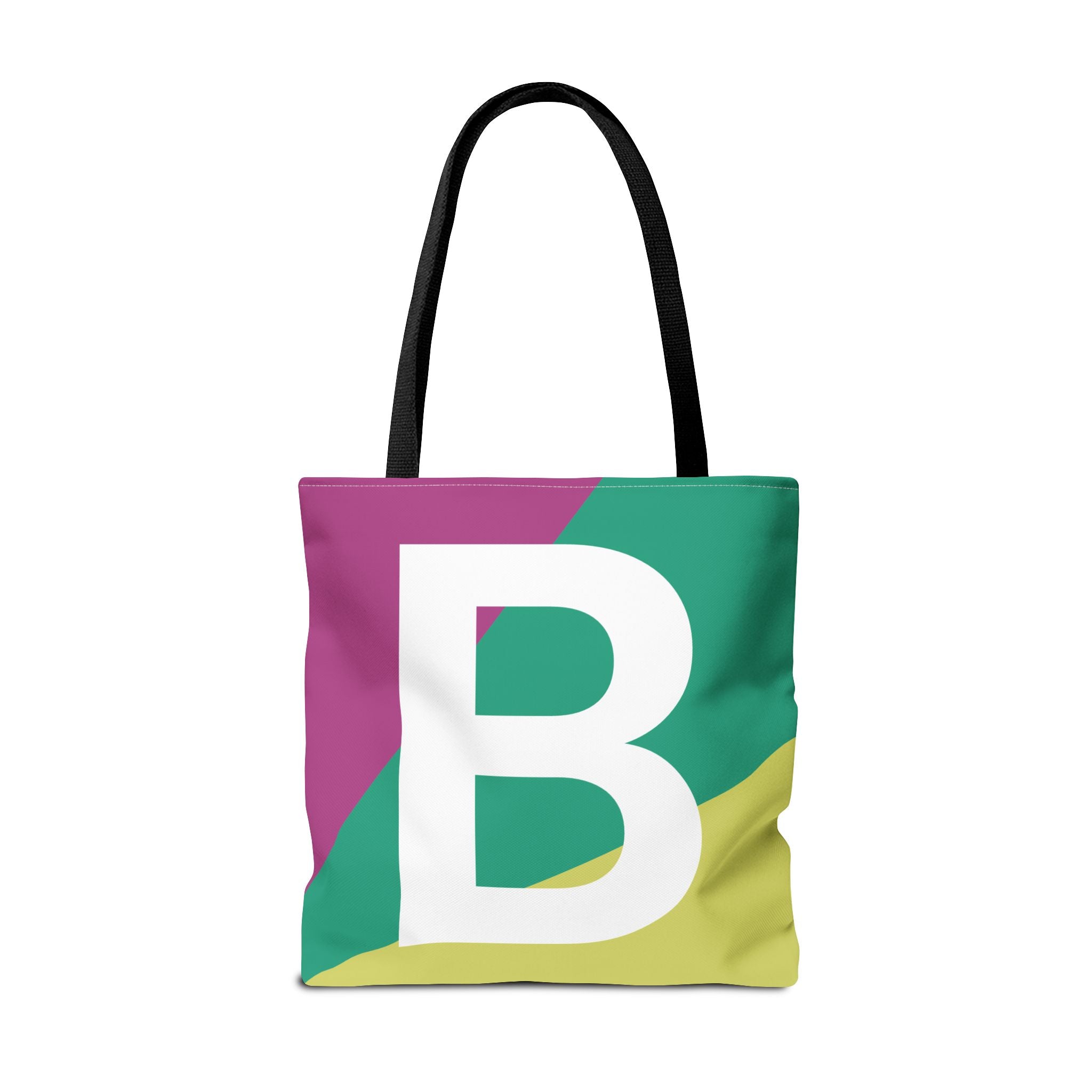 Monogram 'B' Colorblock Tote Bag — Personalized Initial B Shoulder Tote