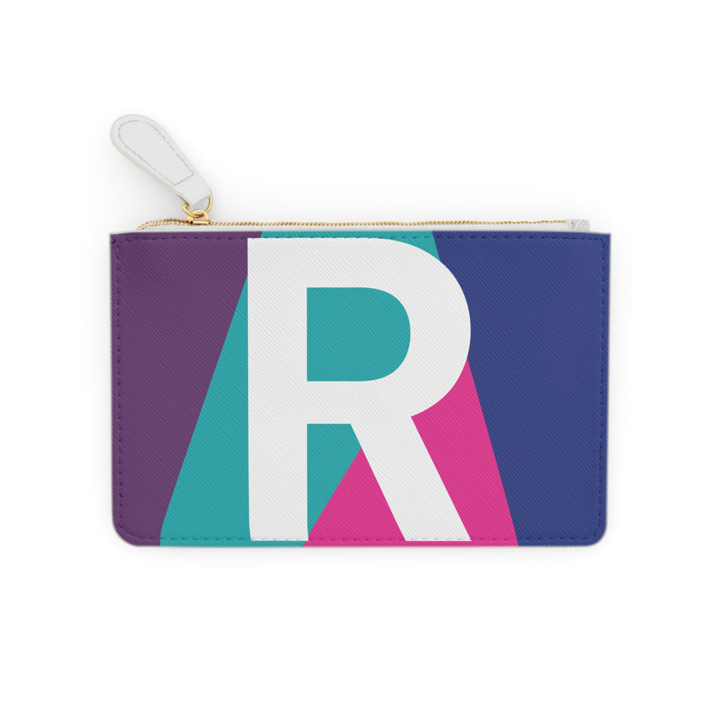 Initial R Mini Clutch — Colorblock Monogram Wristlet Wallet
