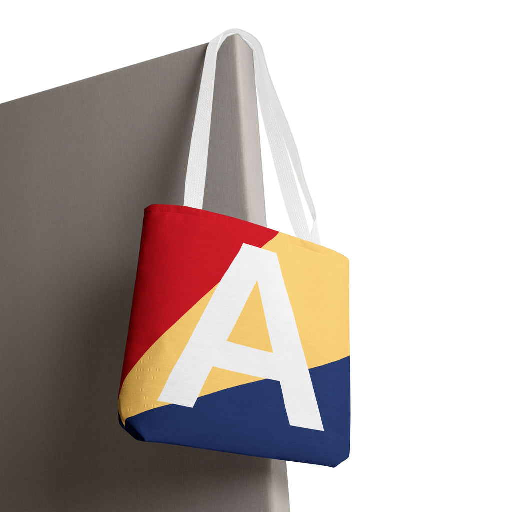 Monogram 'A' Colorblock Tote Bag — Personalized Initial A Shoulder Tote