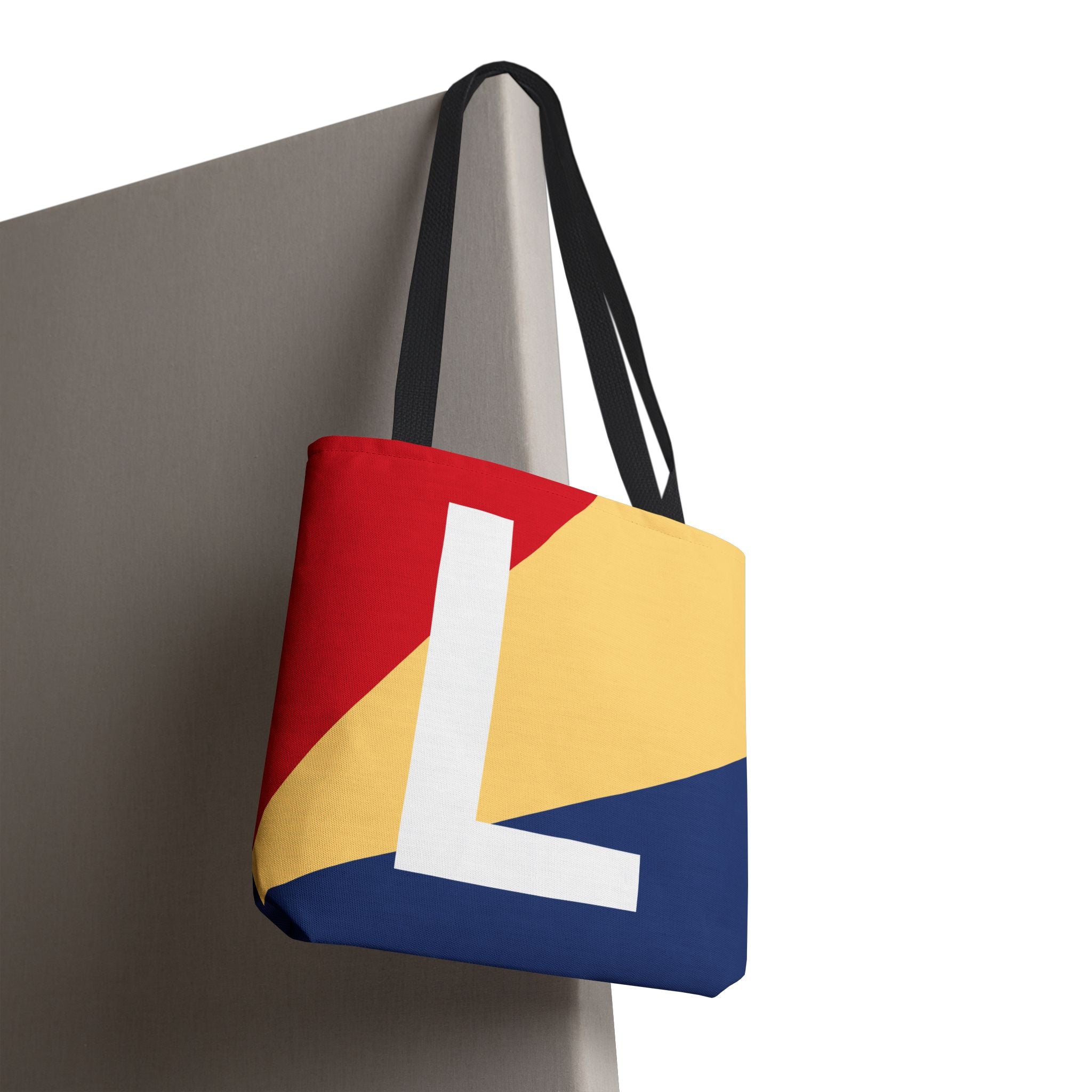 Monogram 'L' Colorblock Tote Bag — Personalized Initial L Shoulder Tote