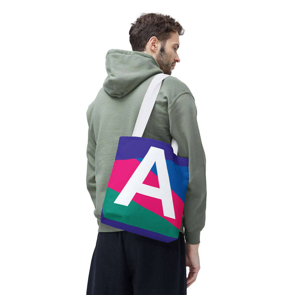 Monogram 'A' Colorblock Tote Bag — Personalized Initial A Shoulder Tote