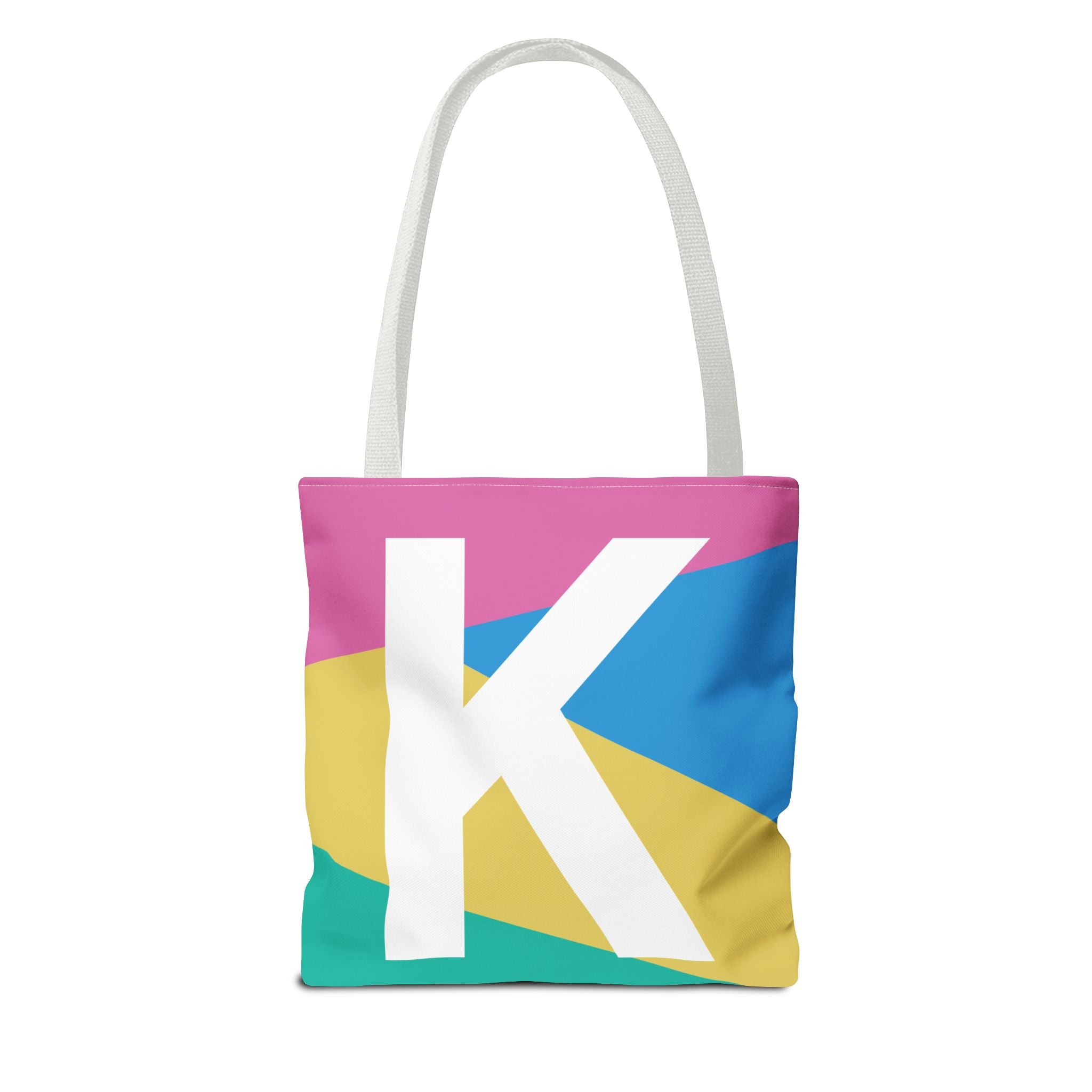 Monogram 'K' Colorblock Tote Bag — Personalized Initial K Shoulder Tote