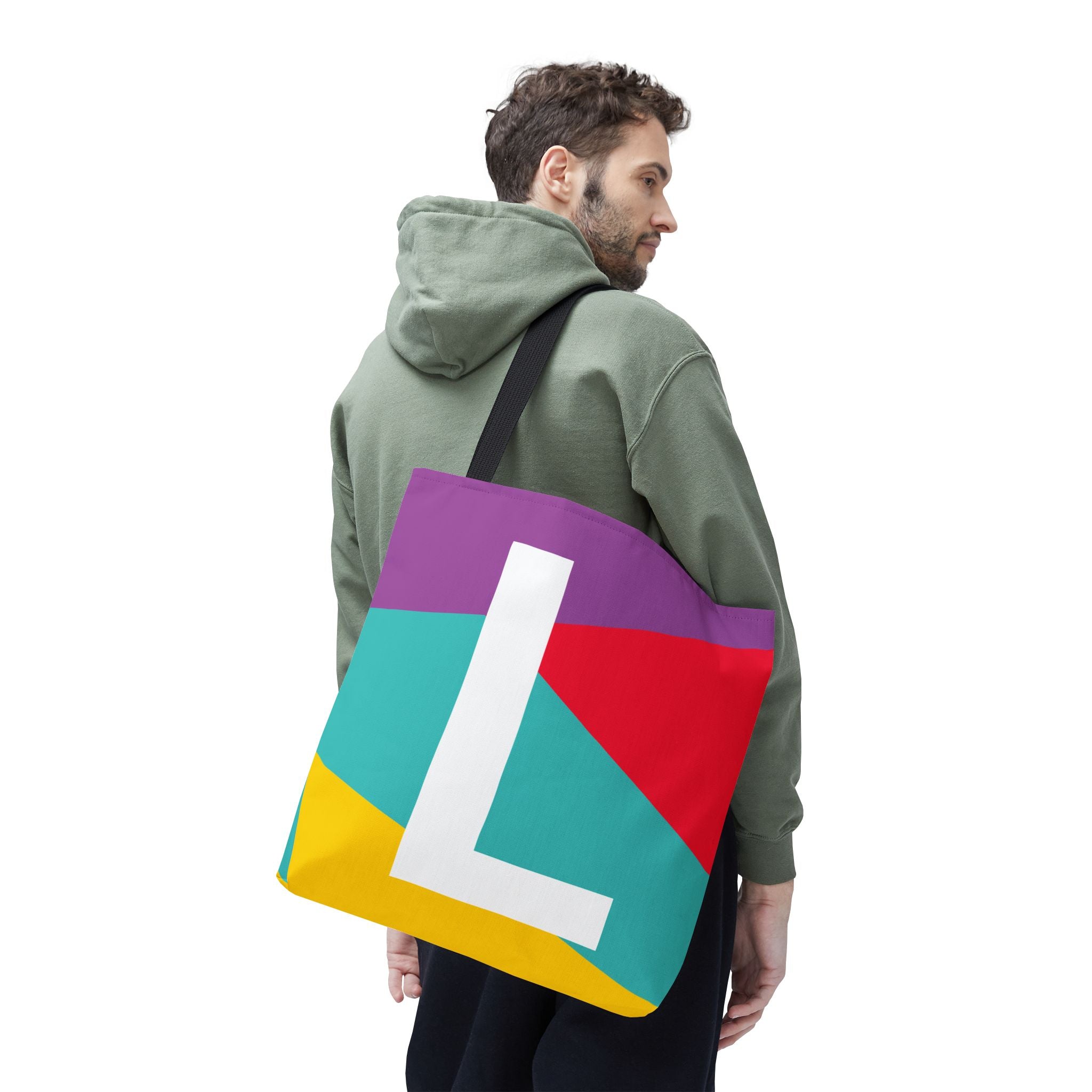 Monogram 'L' Colorblock Tote Bag — Personalized Initial L Shoulder Tote