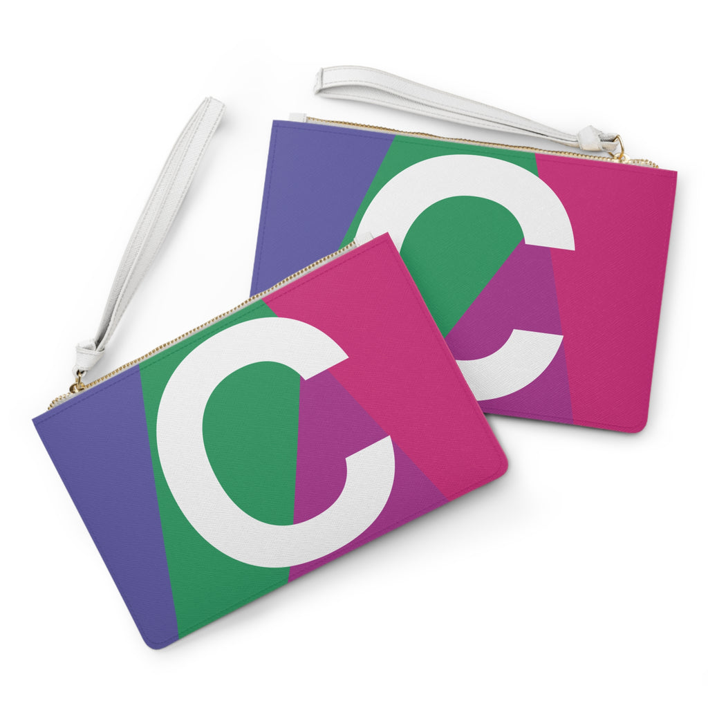 Monogram 'C' Colorblock Clutch Bag — Bold Geometric Wristlet for Everyday & Gifts