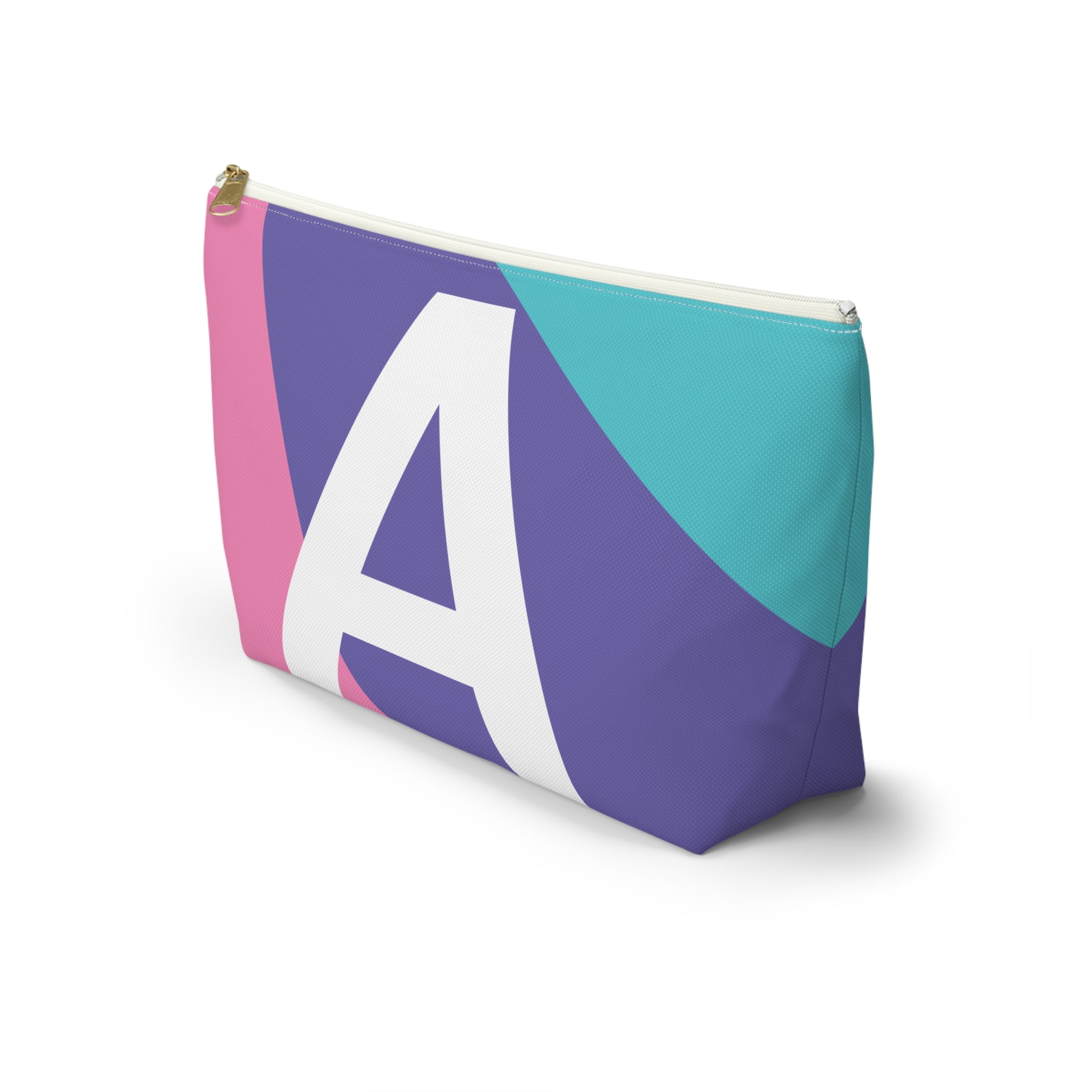 Initials Colorblock Accessory Pouch — Monogram A T-Bottom Cosmetic Bag