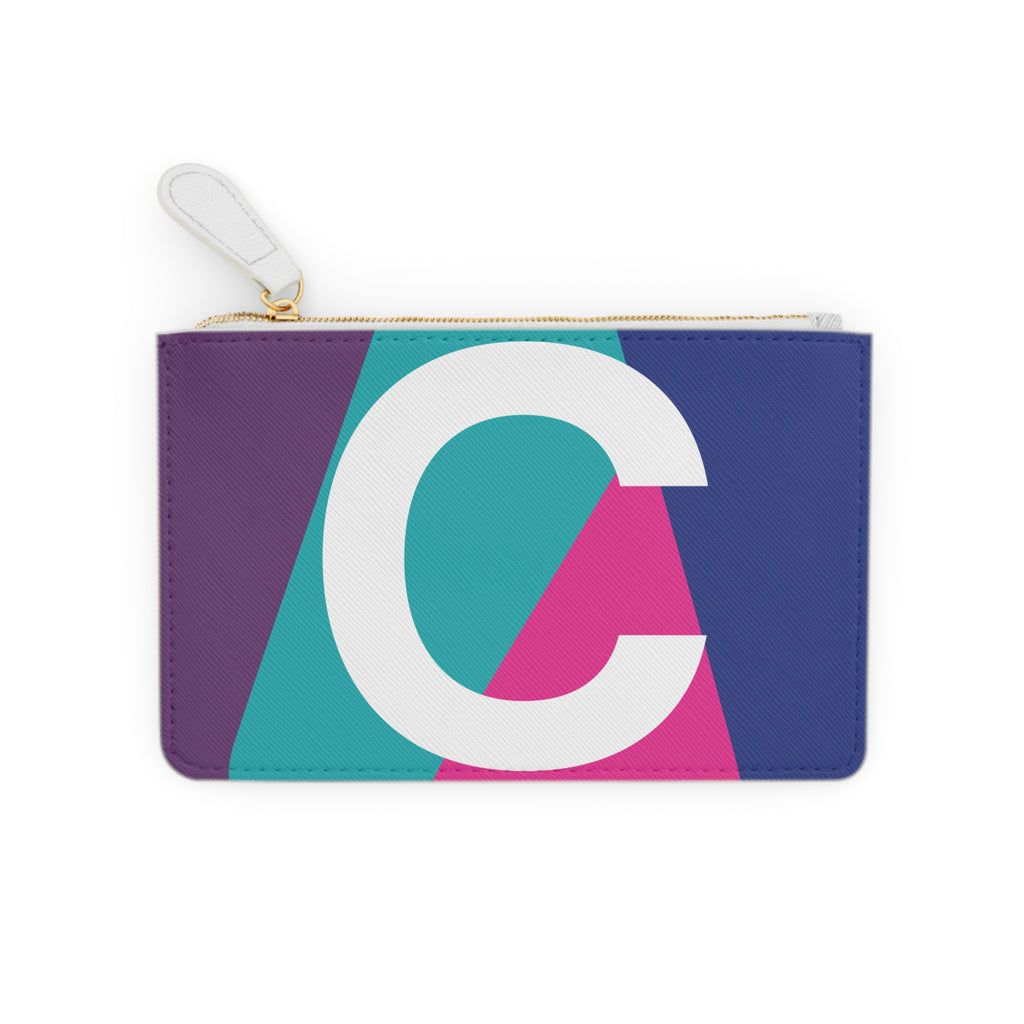 Initial C Mini Clutch — Colorblock Monogram Wristlet Wallet