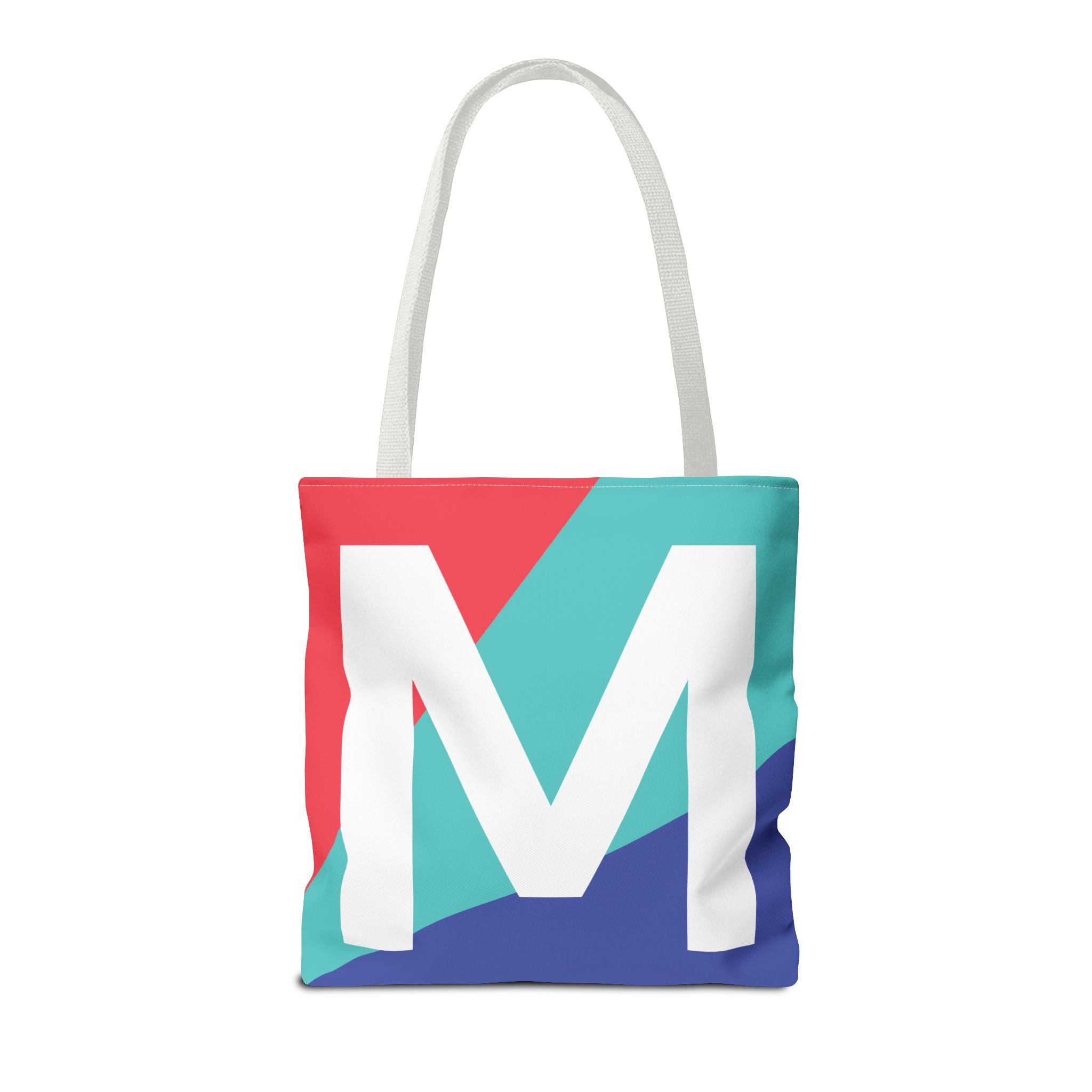 Monogram 'M' Colorblock Tote Bag — Personalized Initial M Shoulder Tote