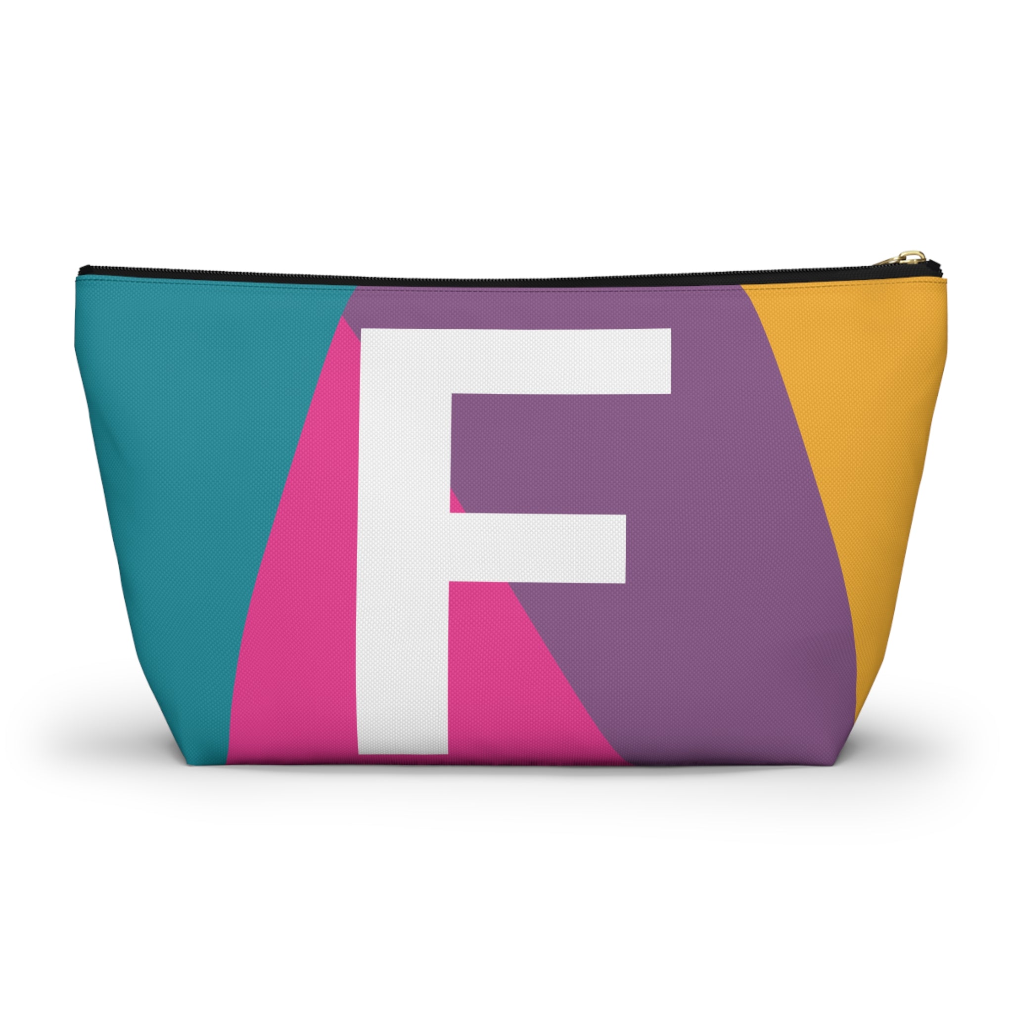 Initials Colorblock Accessory Pouch — Monogram F T-Bottom Cosmetic Bag