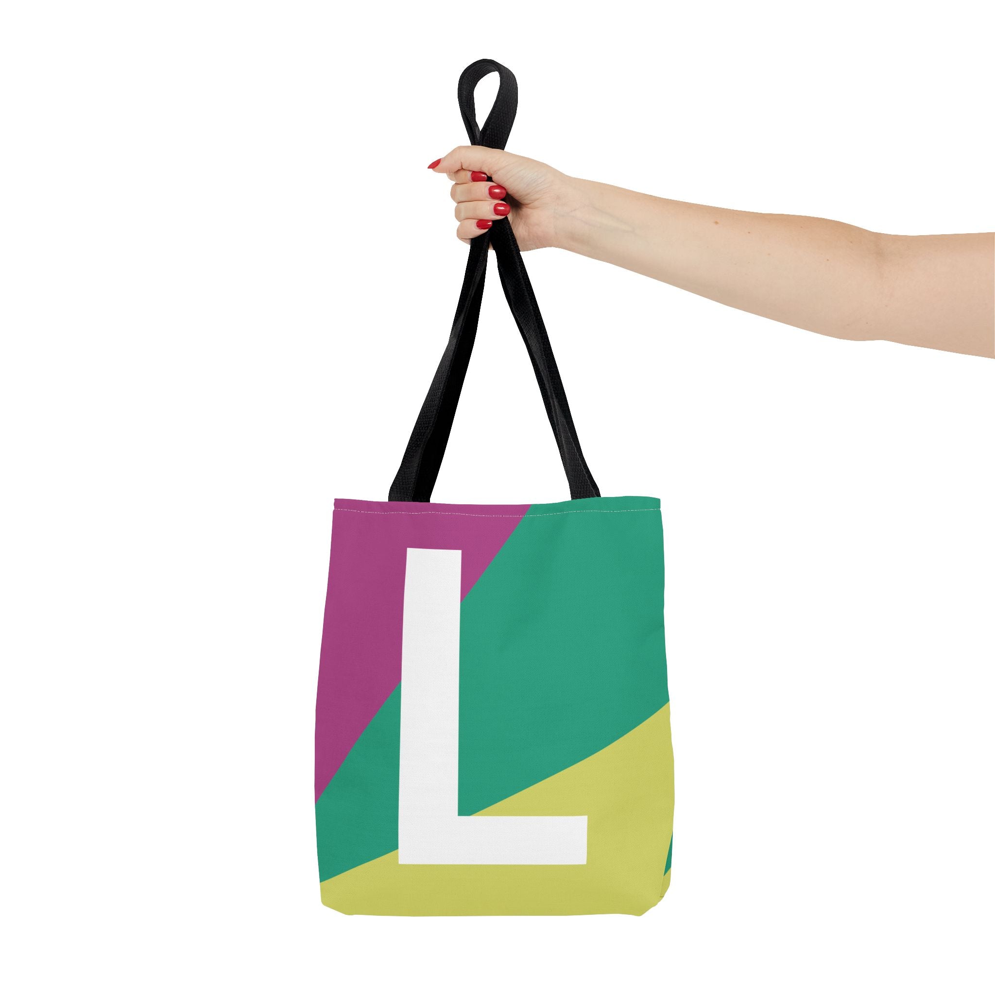 Monogram 'L' Colorblock Tote Bag — Personalized Initial L Shoulder Tote