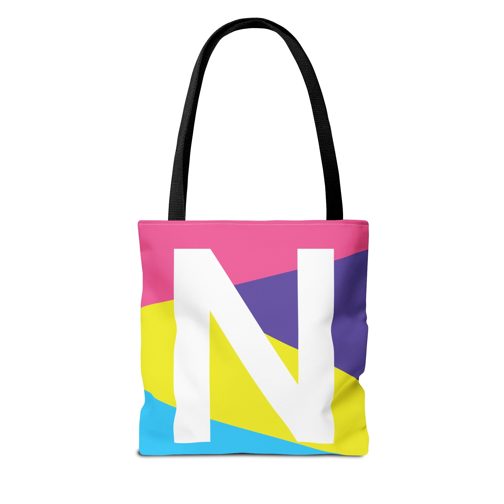 Monogram 'N' Colorblock Tote Bag — Personalized Initial N Shoulder Tote