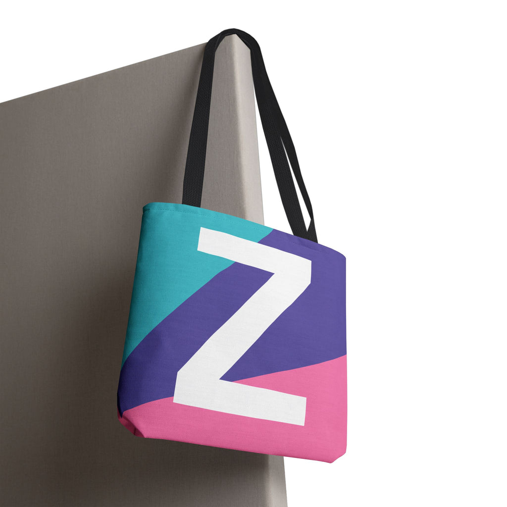 Monogram 'Z' Colorblock Tote Bag — Personalized Initial Z Shoulder Tote