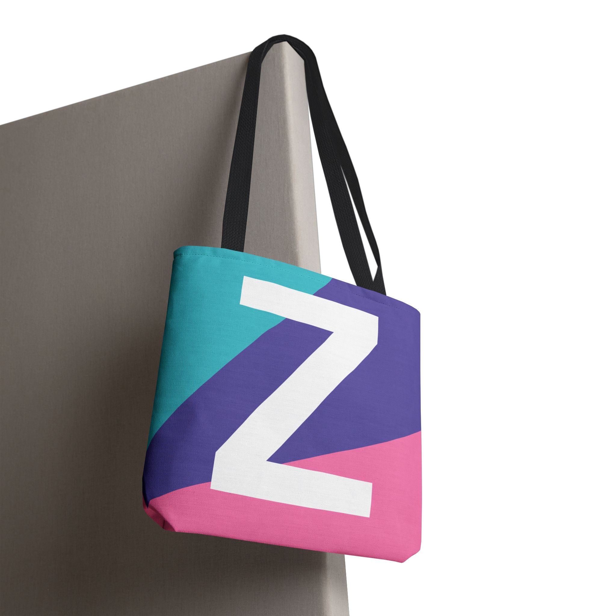 Monogram 'Z' Colorblock Tote Bag — Personalized Initial Z Shoulder Tote