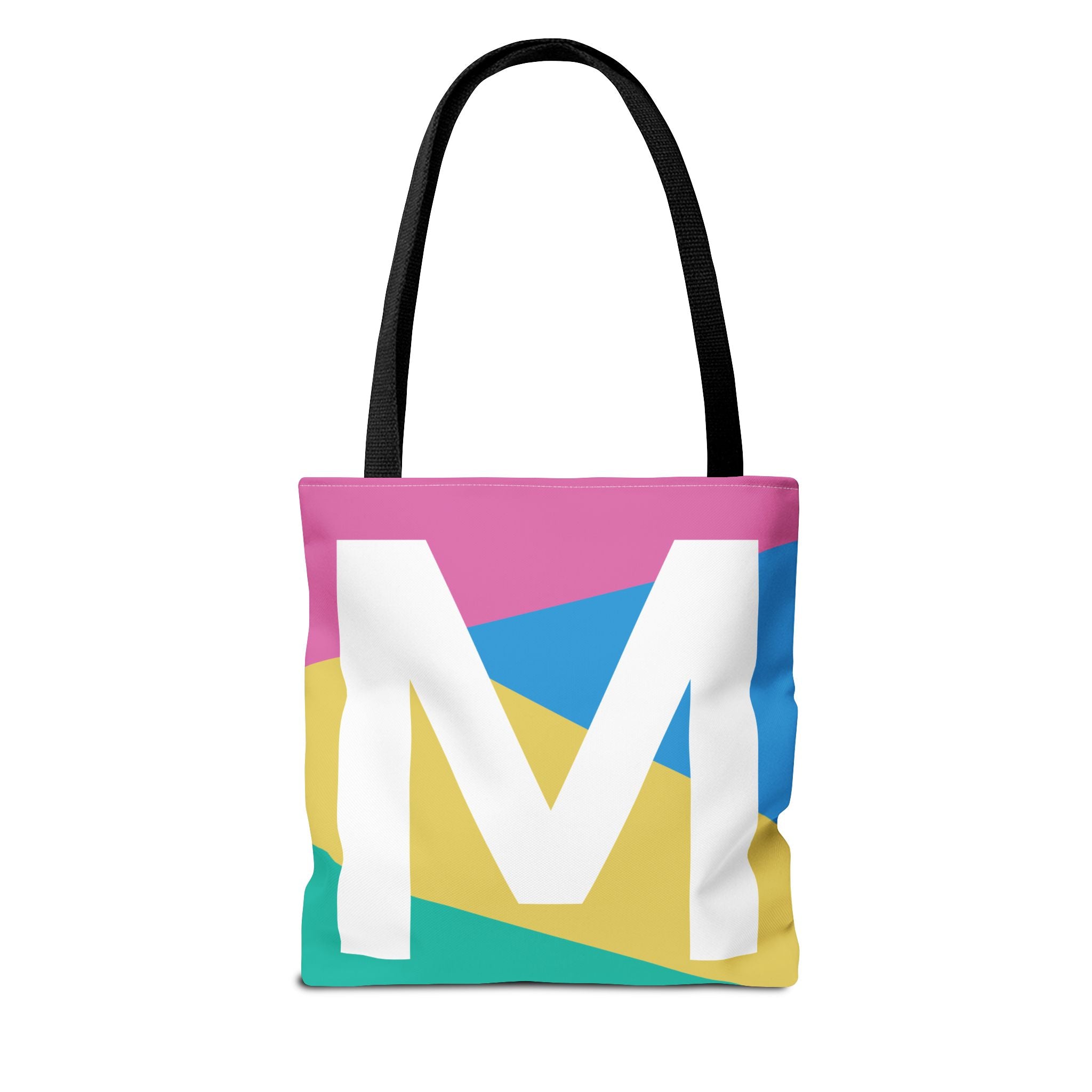 Monogram 'M' Colorblock Tote Bag — Personalized Initial M Shoulder Tote