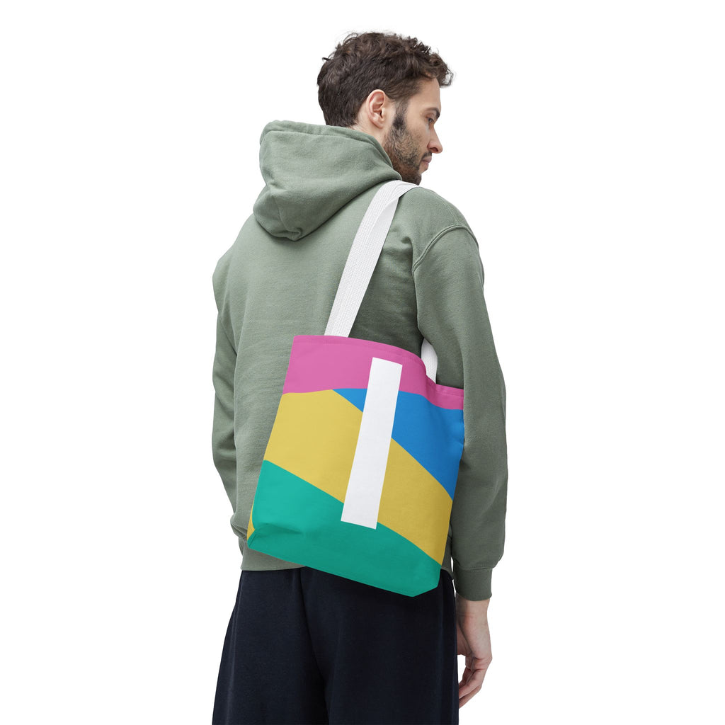 Monogram 'I' Colorblock Tote Bag — Personalized Initial I Shoulder Tote