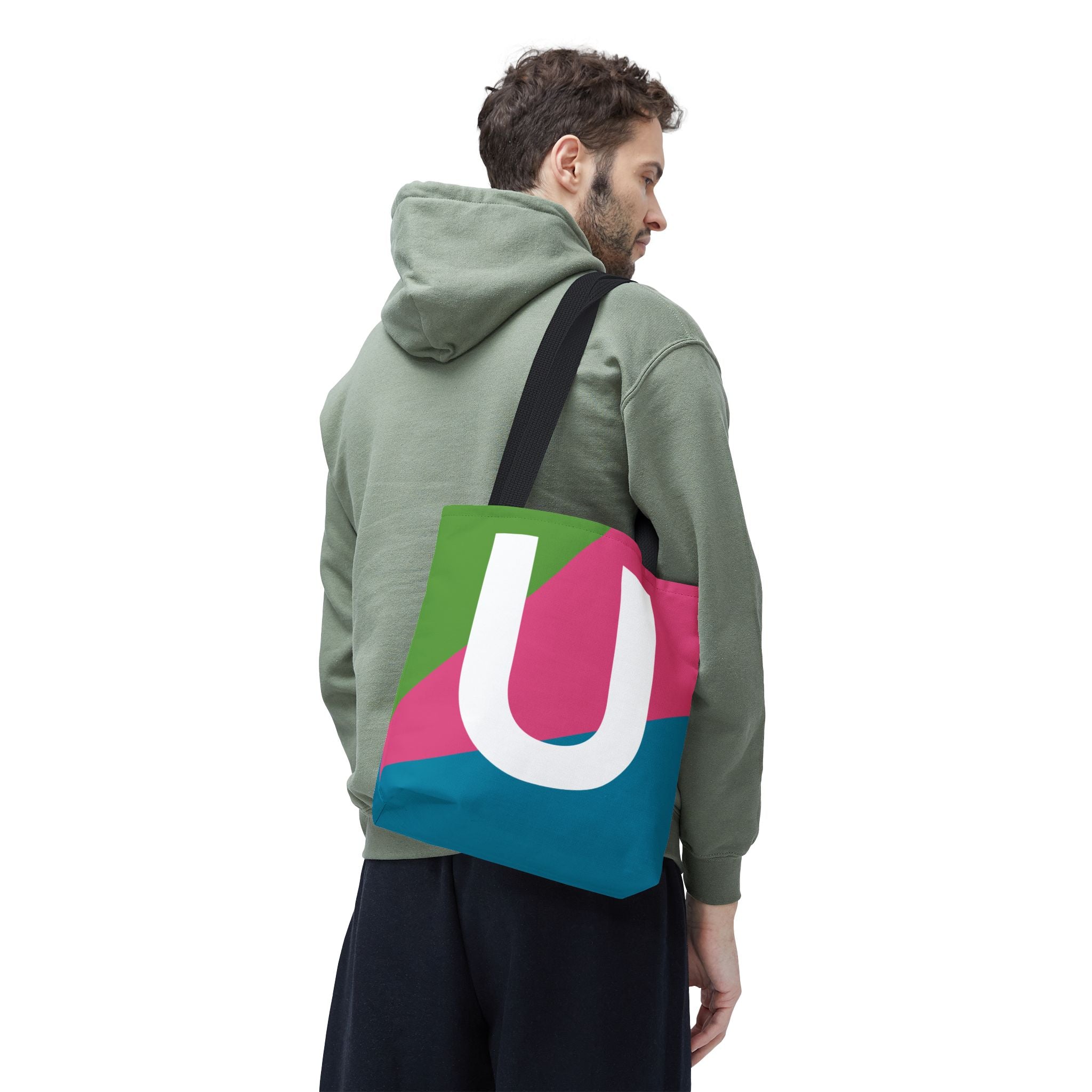 Monogram 'U' Colorblock Tote Bag — Personalized Initial U Shoulder Tote