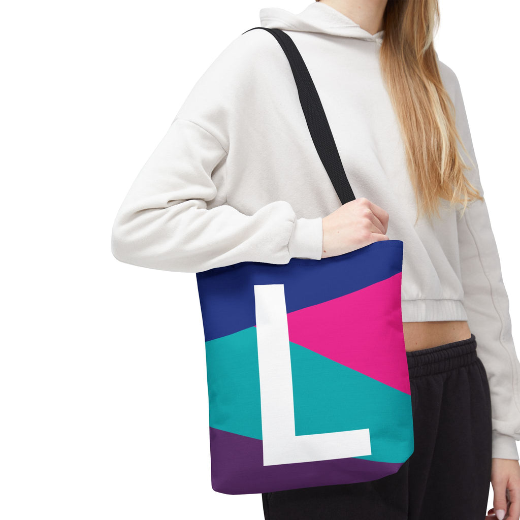 Monogram 'L' Colorblock Tote Bag — Personalized Initial L Shoulder Tote