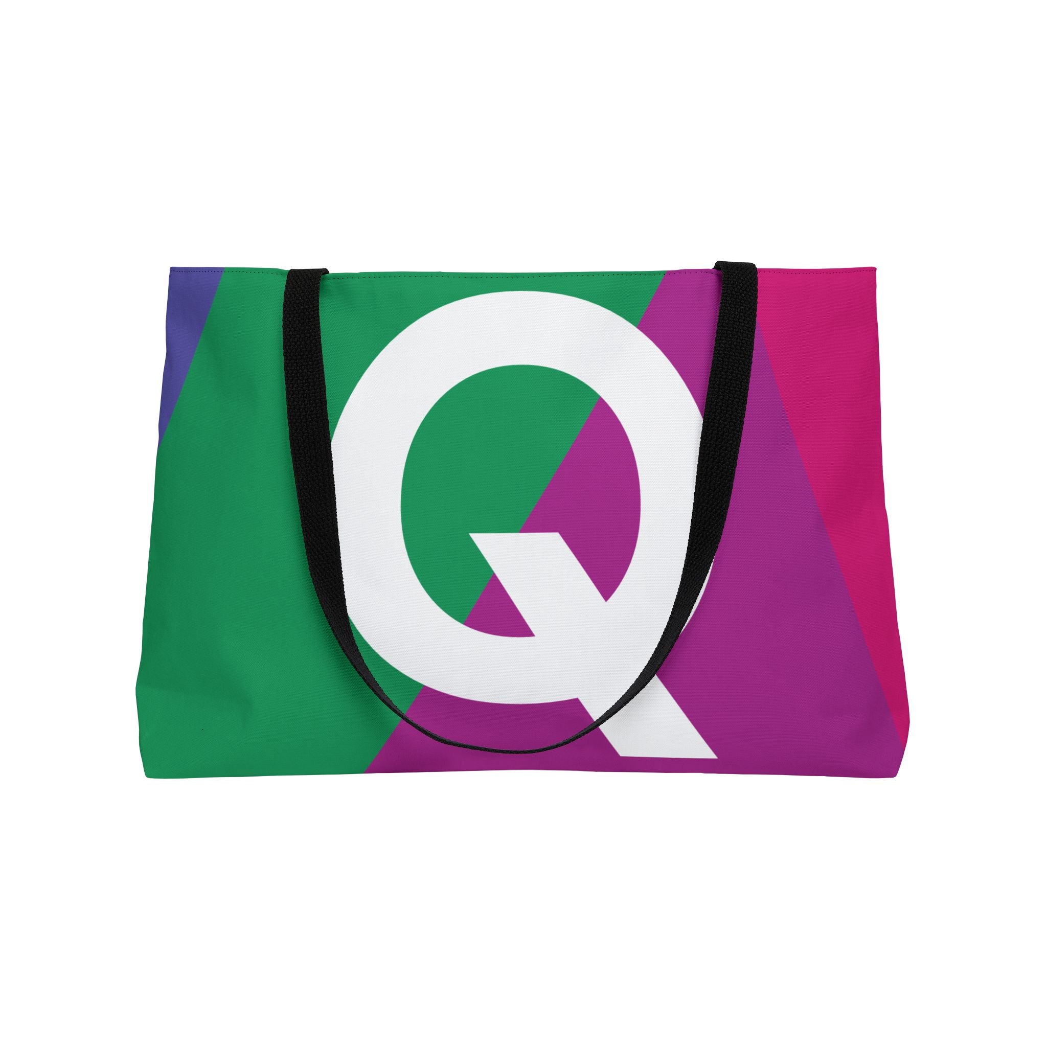 Personalized 'Q' Colorblock Tote Bag — Monogram Weekender Tote