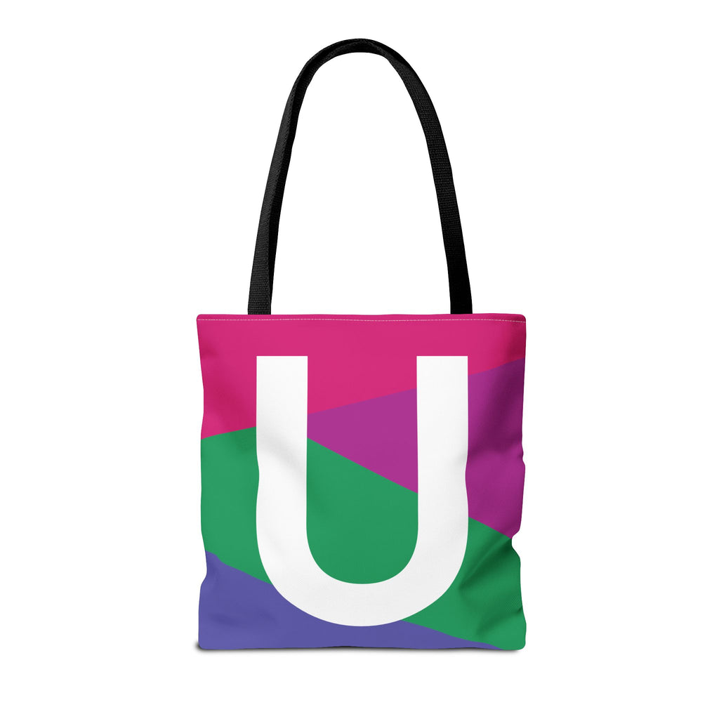 Monogram 'U' Colorblock Tote Bag — Personalized Initial U Shoulder Tote