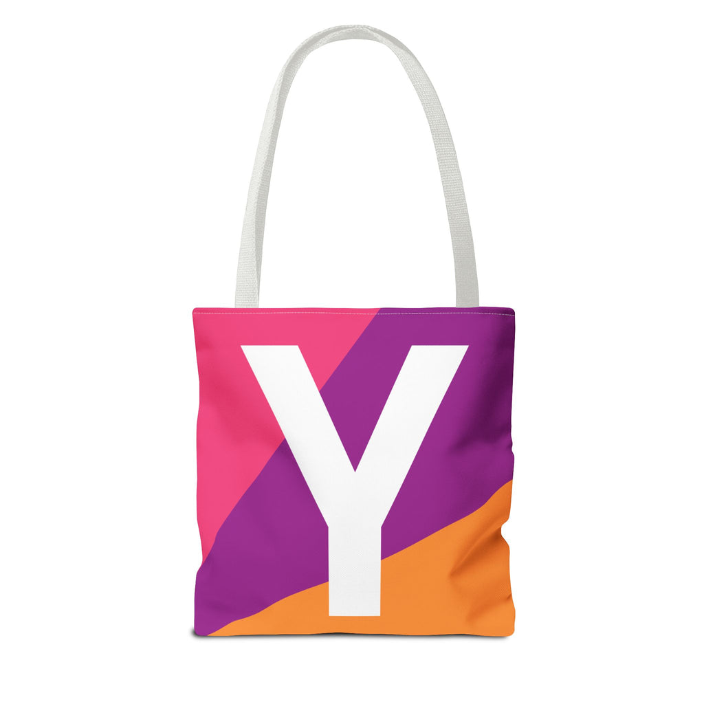 Monogram 'Y' Colorblock Tote Bag — Personalized Initial Y Shoulder Tote