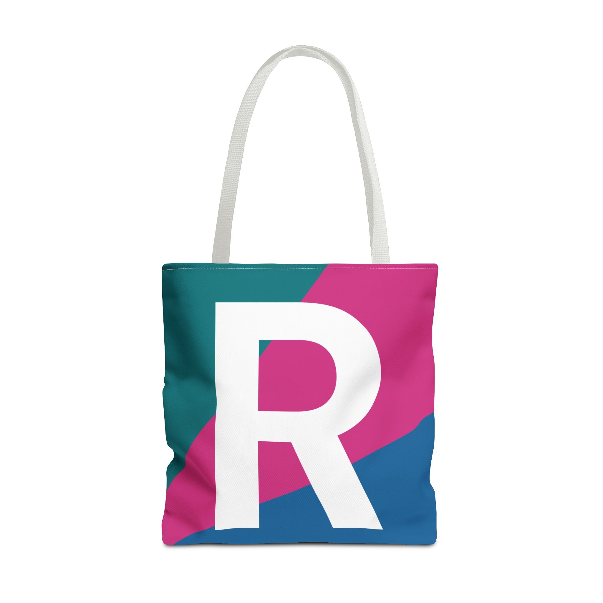 Monogram 'R' Colorblock Tote Bag — Personalized Initial R Shoulder Tote