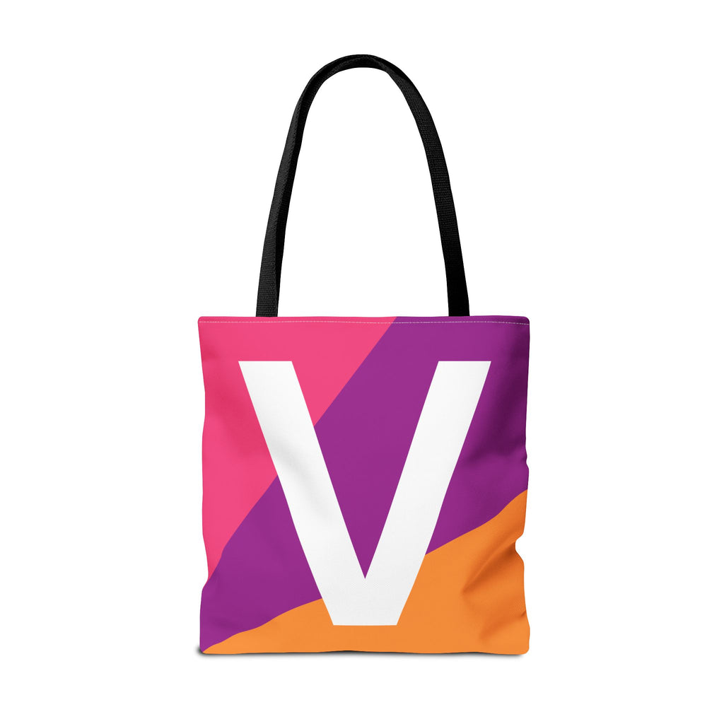 Monogram 'V' Colorblock Tote Bag — Personalized Initial V Shoulder Tote