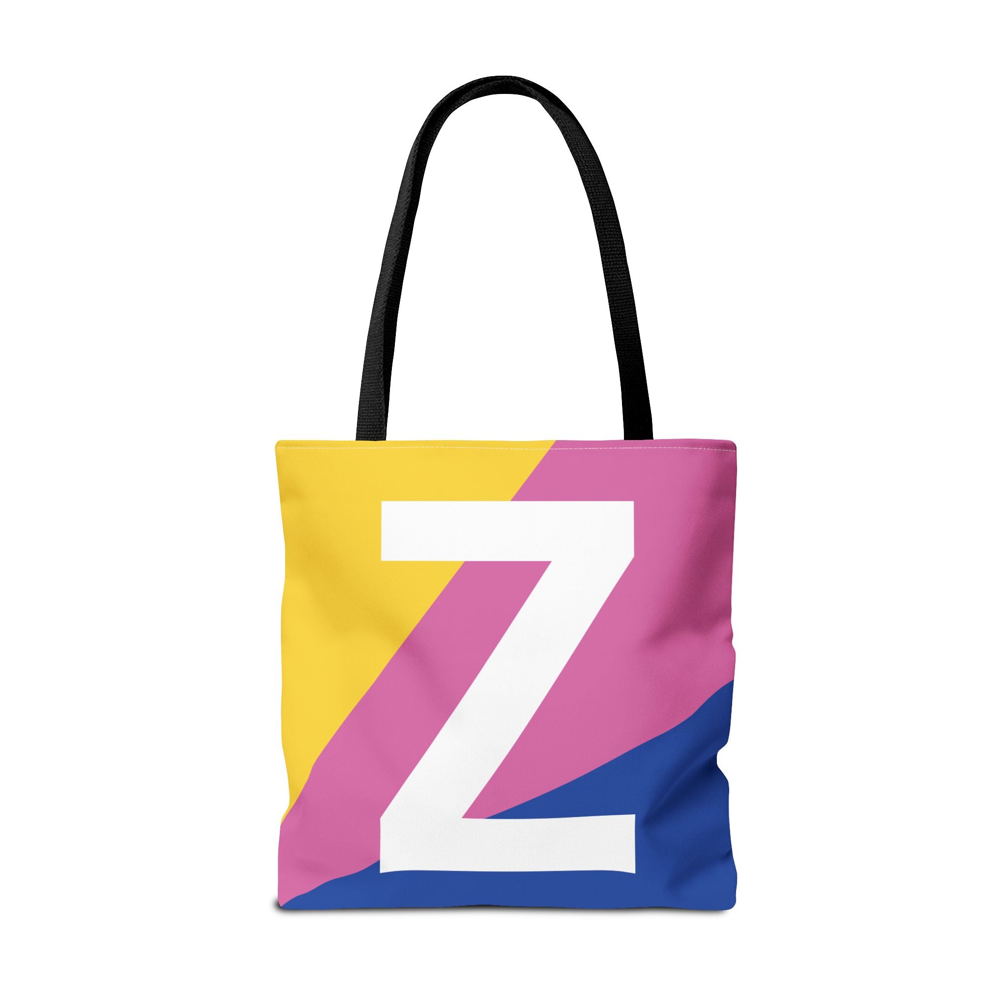 Monogram 'Z' Colorblock Tote Bag — Personalized Initial Z Shoulder Tote