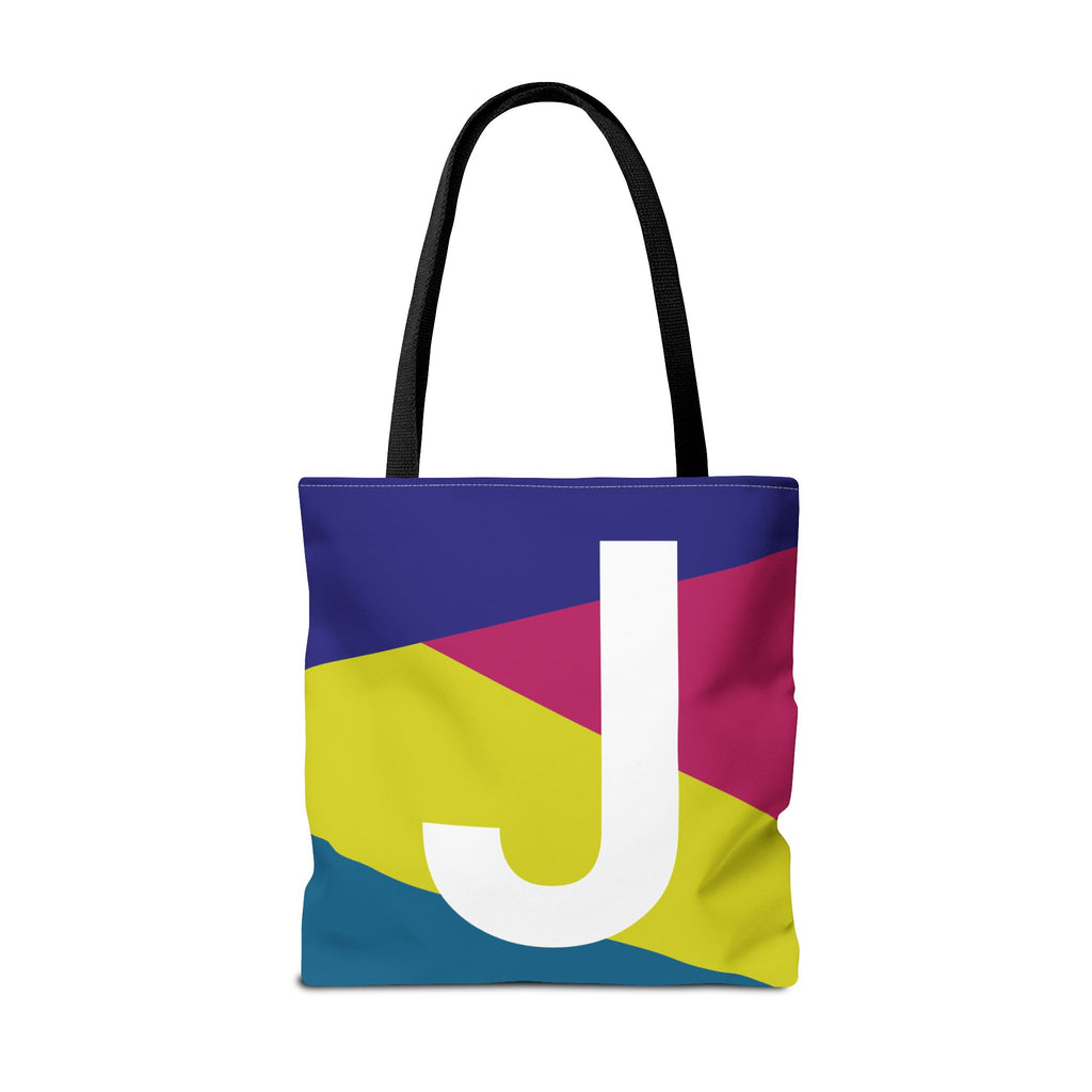 Monogram 'J' Colorblock Tote Bag — Personalized Initial J Shoulder Tote