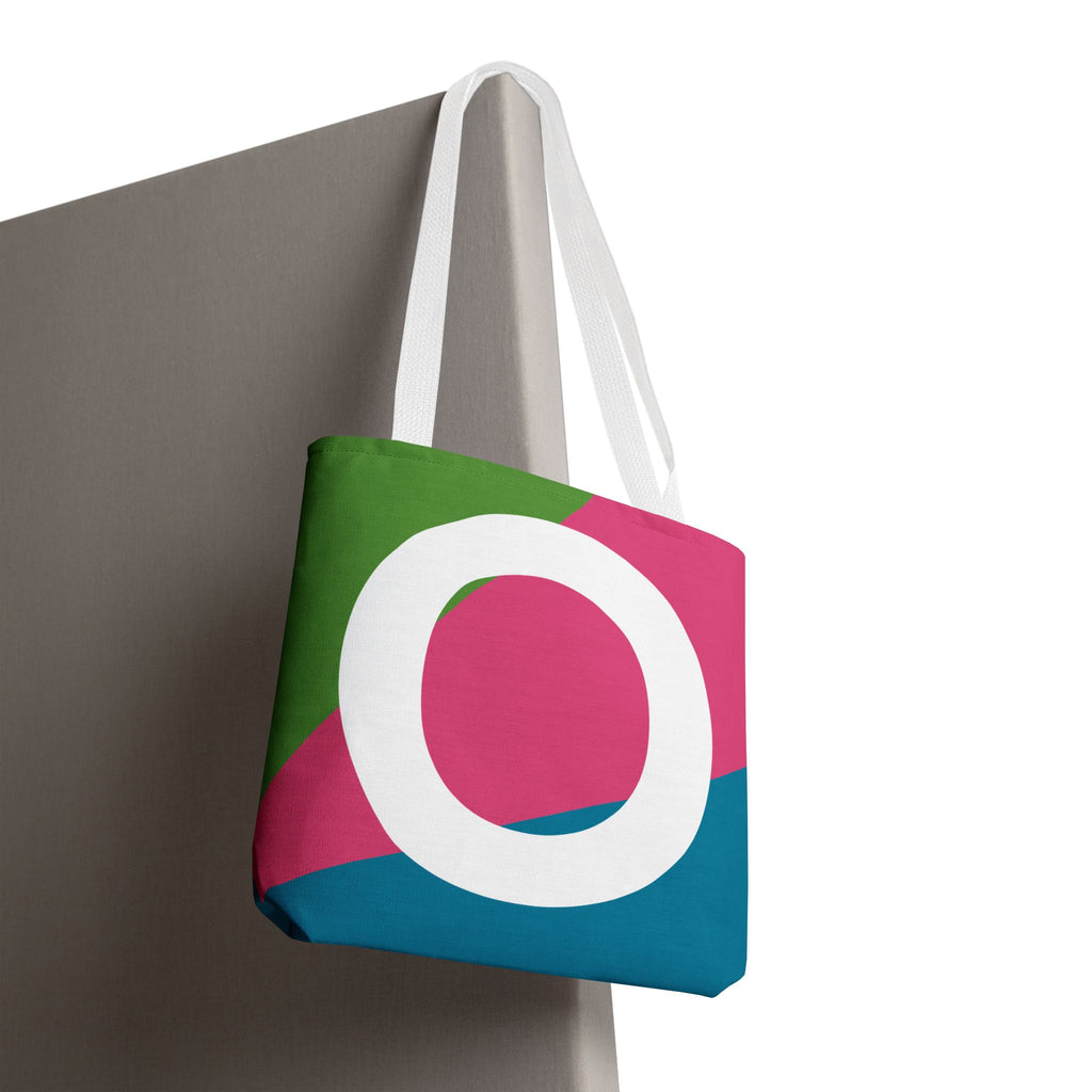 Monogram 'O' Colorblock Tote Bag — Personalized Initial O Shoulder Tote