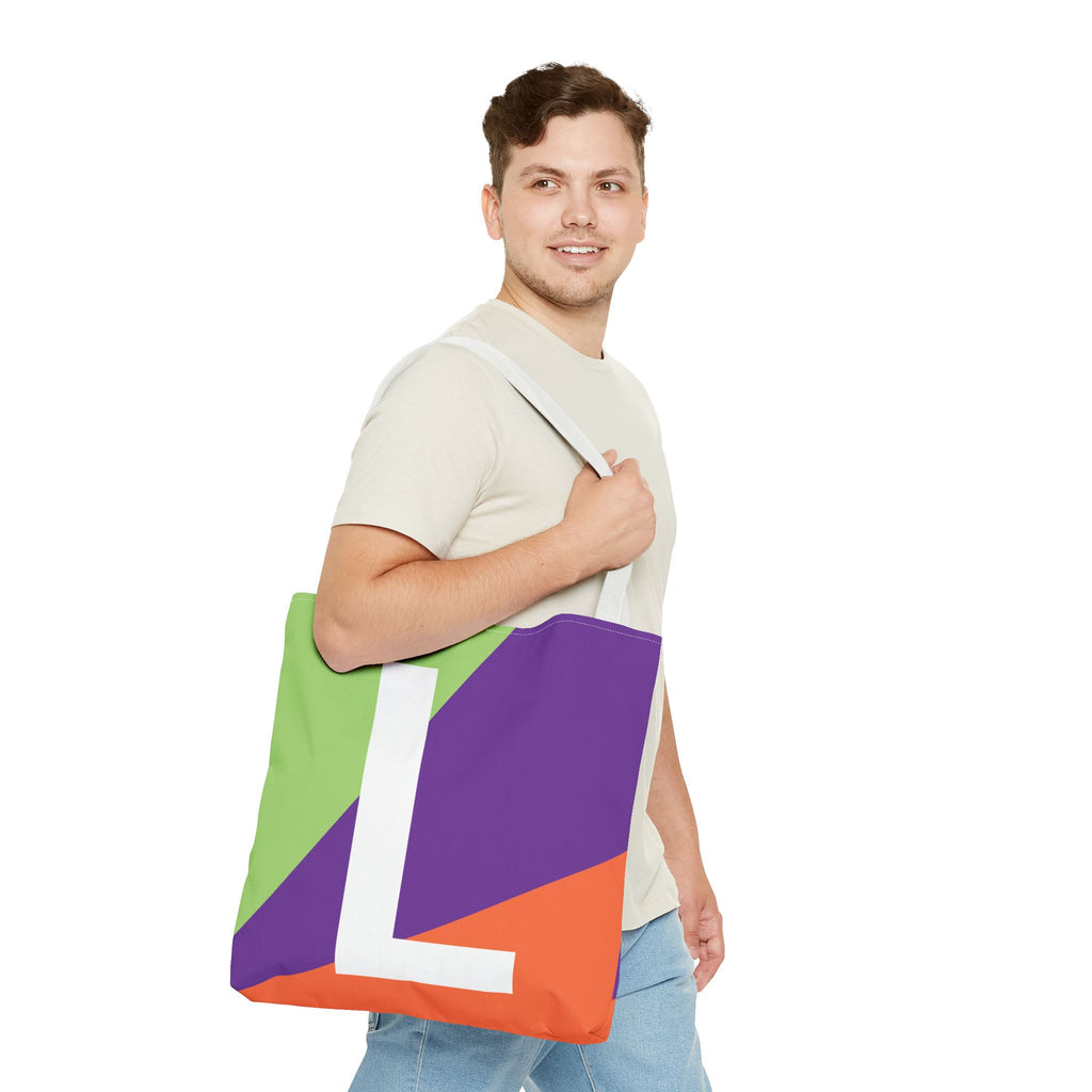 Monogram 'L' Colorblock Tote Bag — Personalized Initial L Shoulder Tote